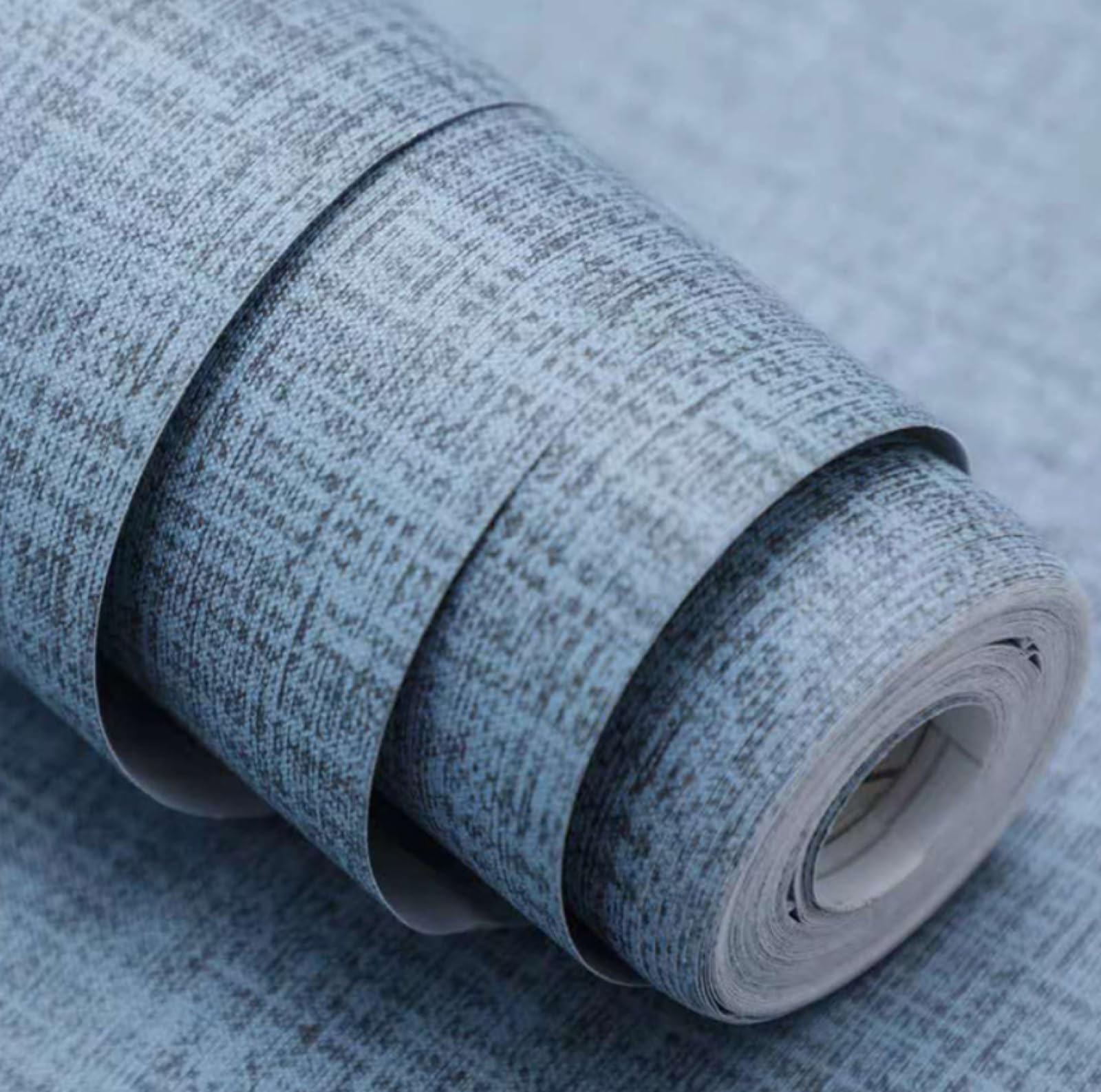 Papel Pintado Autoadhesivo 3D con Textura de Lino, Papel Pintado Autoadhesivo para renovación de PVC, Dormitorio, Sala de Estar, Hotel, Fondo de Pared Azul