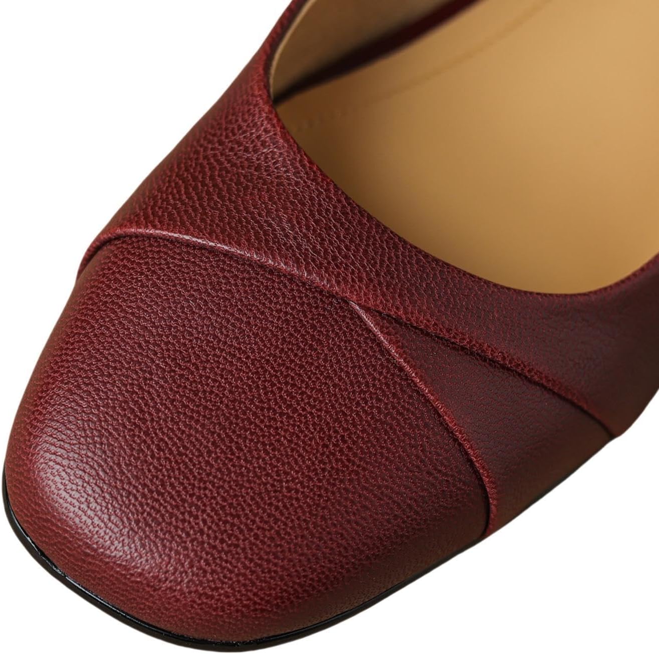 TinaCus Women's Genuine Leather Square Toe Simple Handmade Soft Casual Flats