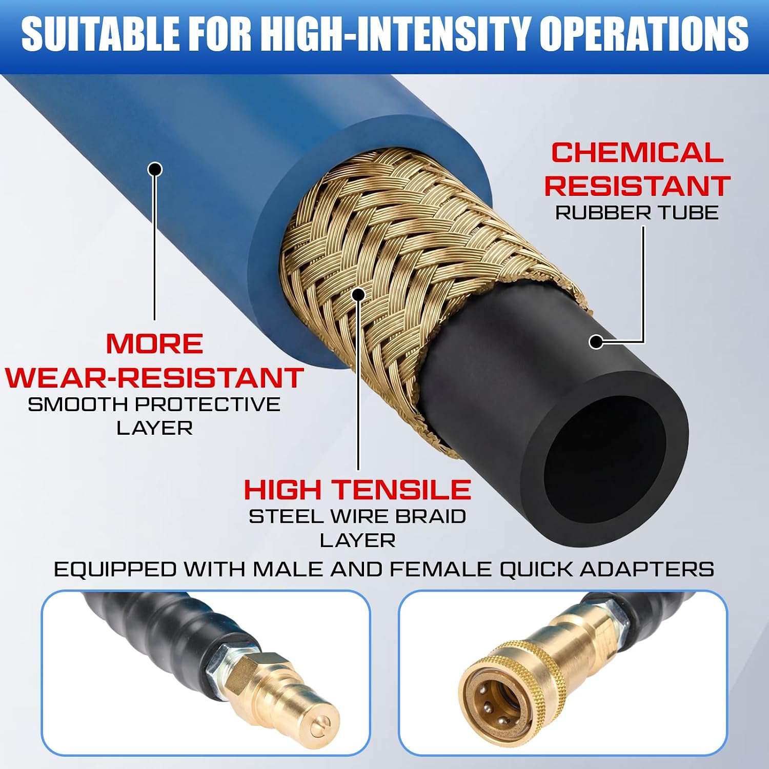 1/4"x15' Blue Carpet Cleaning Solution Hose with Quick Connector image 3