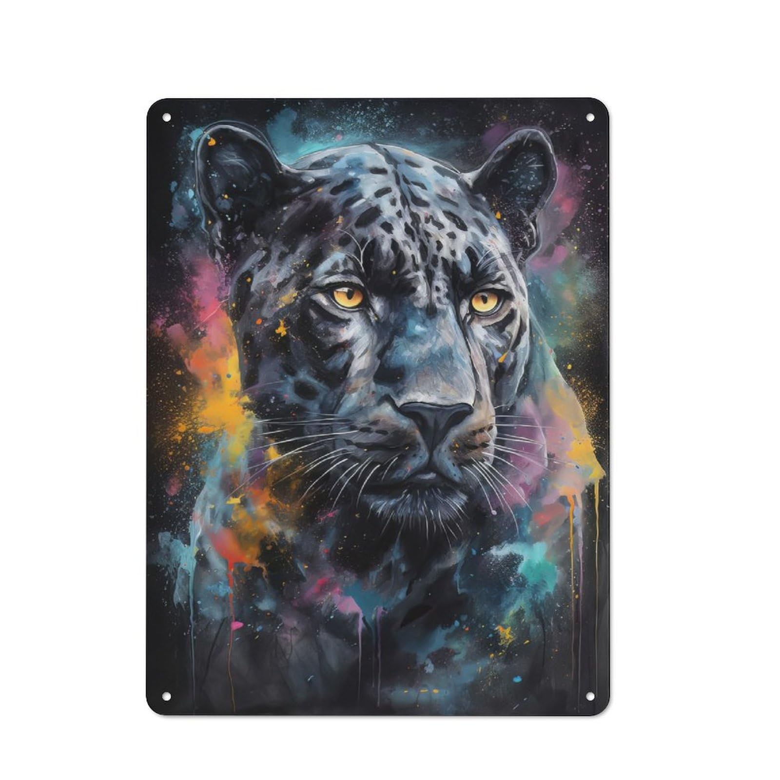 Junmoney Black Panther Painting Retro Tin Sign 40X30cm For Workshop Wall, For Collectors Of Retro Metal Wall Decor