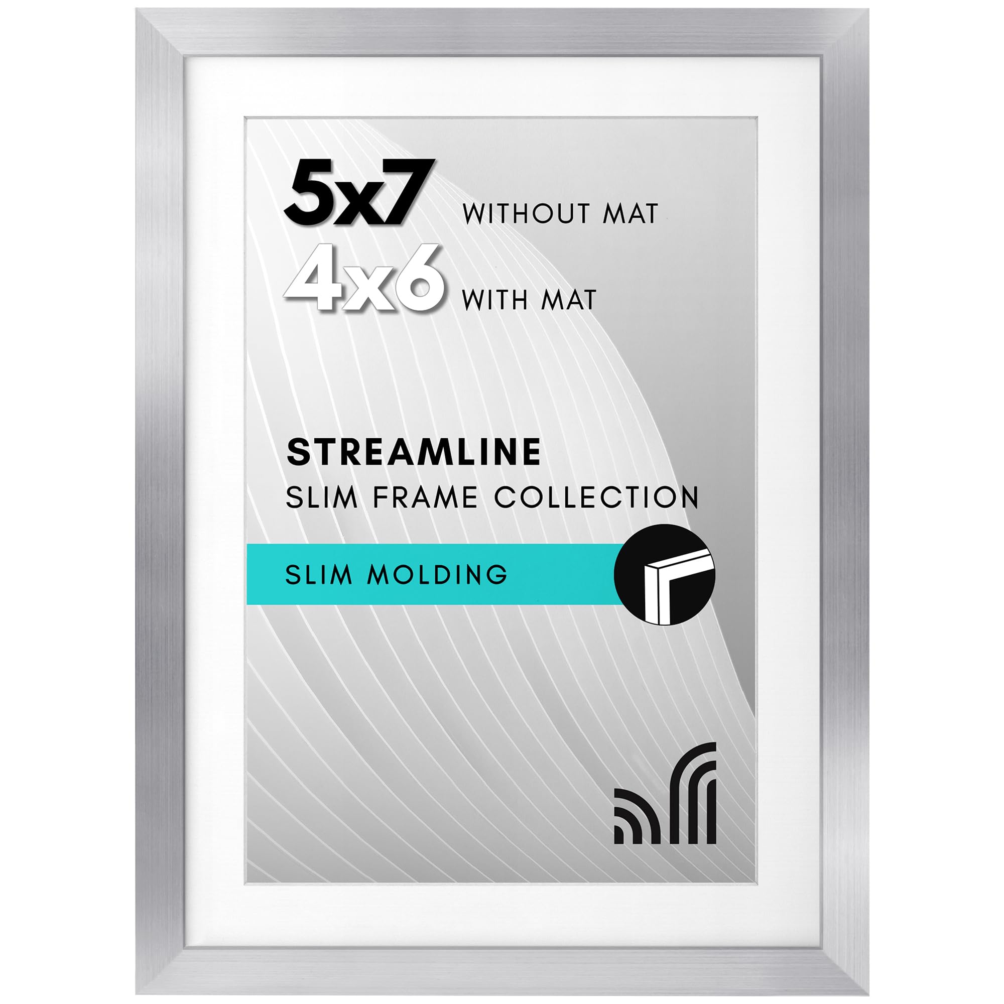Americanflat 7x5 Photo Frame in Silver - Thin Border 6x4 or 7x5 Frame - Shatter-Resistant Glass, Easel for Wall & Tabletop Display