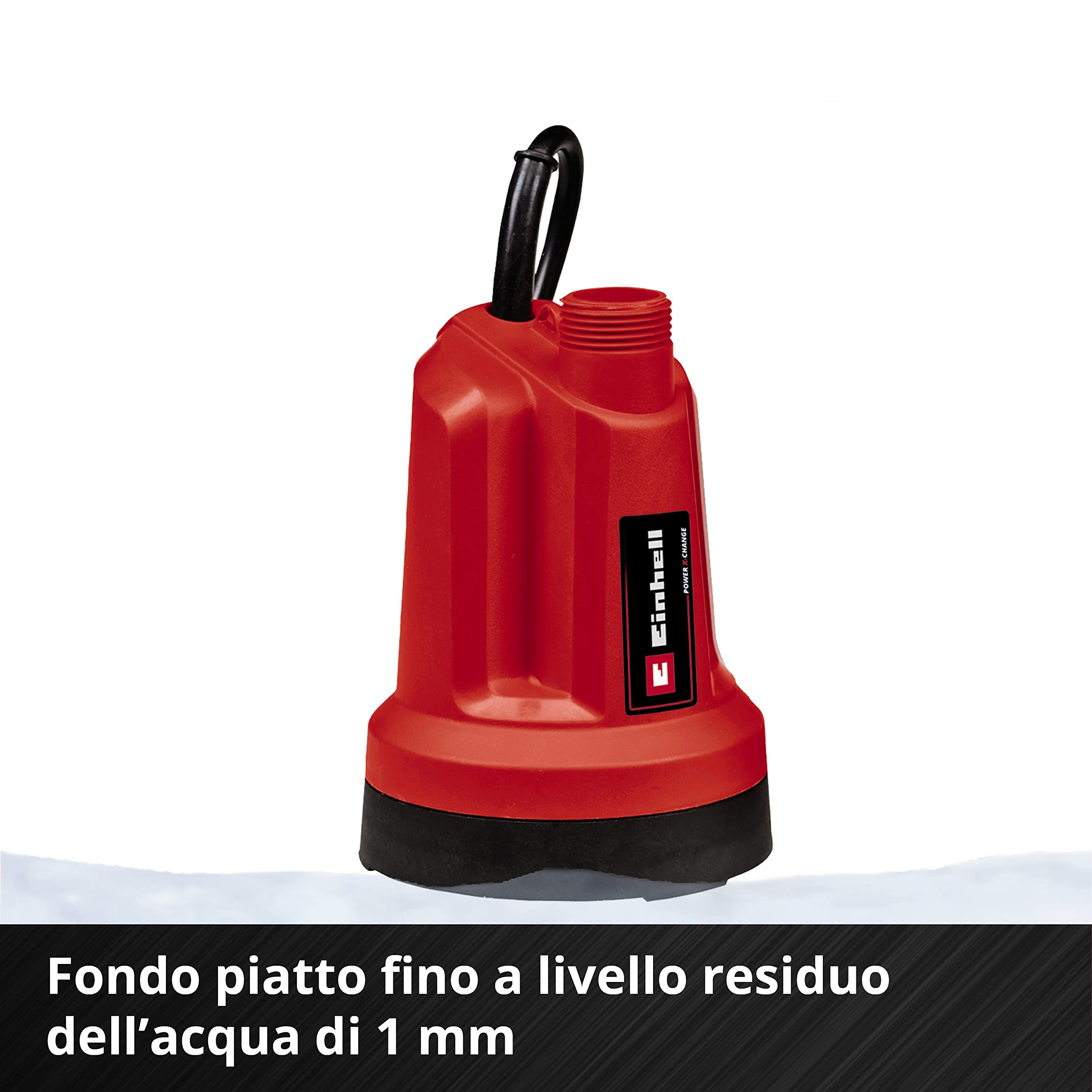 Einhell Pompa per acque chiare a batteria GE-SP 18 LL Li-Solo Power X-Change (ioni di litio, 18 V, aspirazione piatta fino a 1 mm, 108 W, 4.500 l/h, 0,8 bar, senza batteria e caricabatteria)