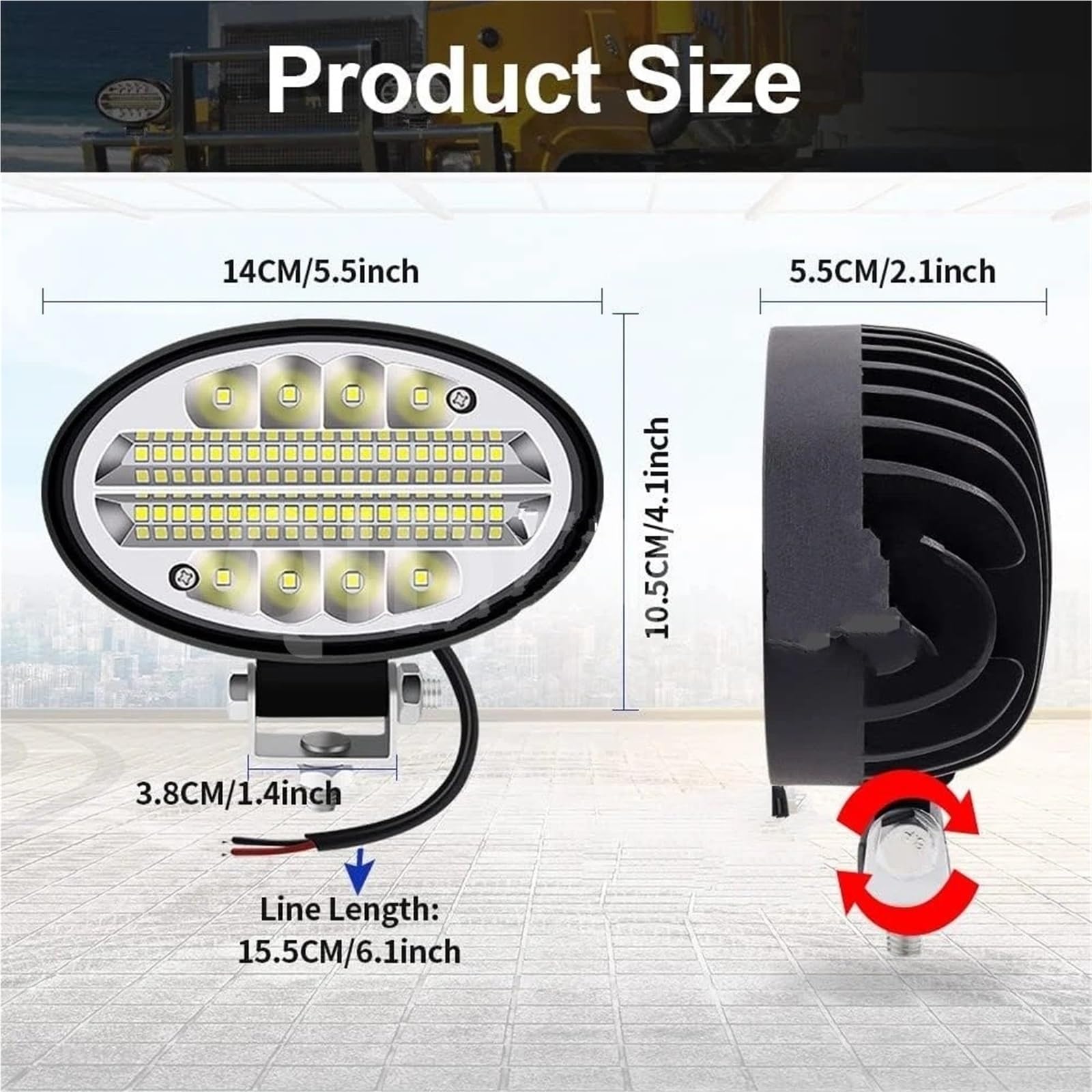 luz conducción Foco LED Para Grúa Minera, Volquete, Carretilla Elevadora, ATV, Luz Trabajo Ovalada Para Tractor, Lámpara Coche Cabina Todoterreno