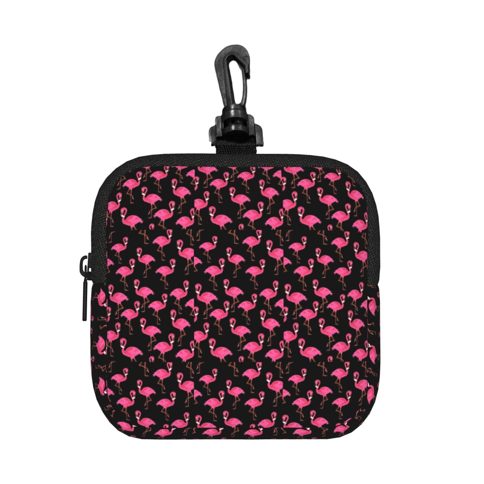 Lovely Red Flamingos Print Square Storage Bag Travel Toiletry Cosmetic Organizer Pouch Lightweight Reusable