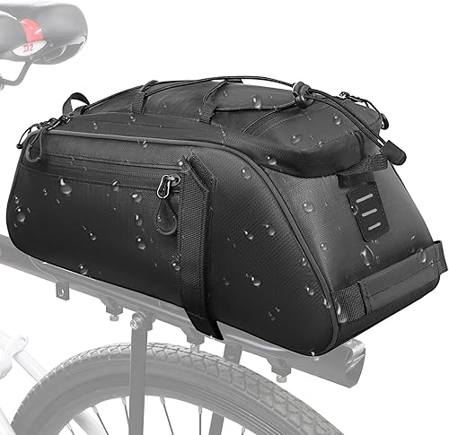 WOTOW Bolsa impermeable para portabicicletas  Bolsa de maletero de bicicleta de gran capacidad de 9.5L, alforjas reflectantes para sillín de
