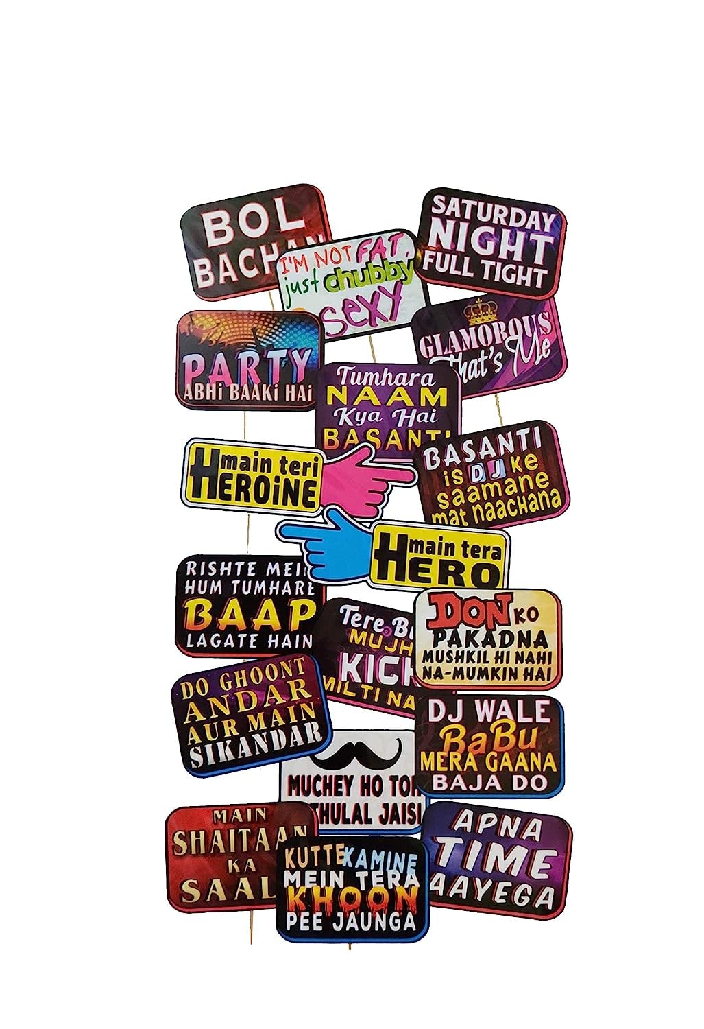 Mehandi Sangeet Photo Booth Board Party Props Confezione da 18 pezzi (PP969) by Indian Collectible