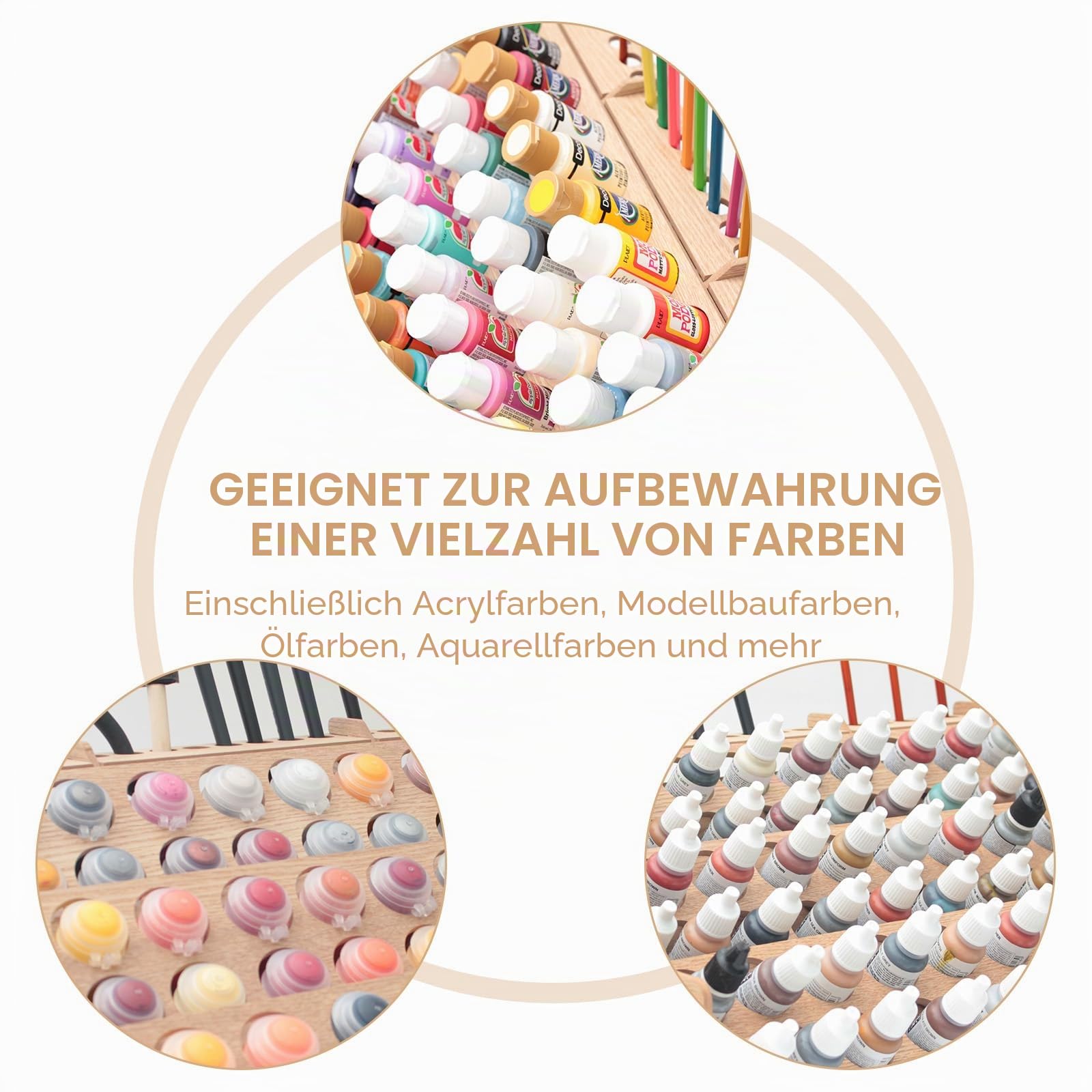 Großer Farb-Organizer aus Holz mit 60 Flaschen, 60 Flaschen, Pinselregal für Acryl, Öl, Handwerk, Hobby, Mini-Modellfarbe, Mal-Organizer für Künstler (horizontal) (Vertical)