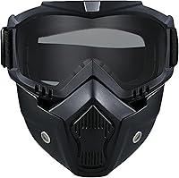 Vista 11 de Gafas de montar para casco de motocicleta con máscara facial extraíble, máscara vintage de lucha de balas para motocross, máscara de paintball