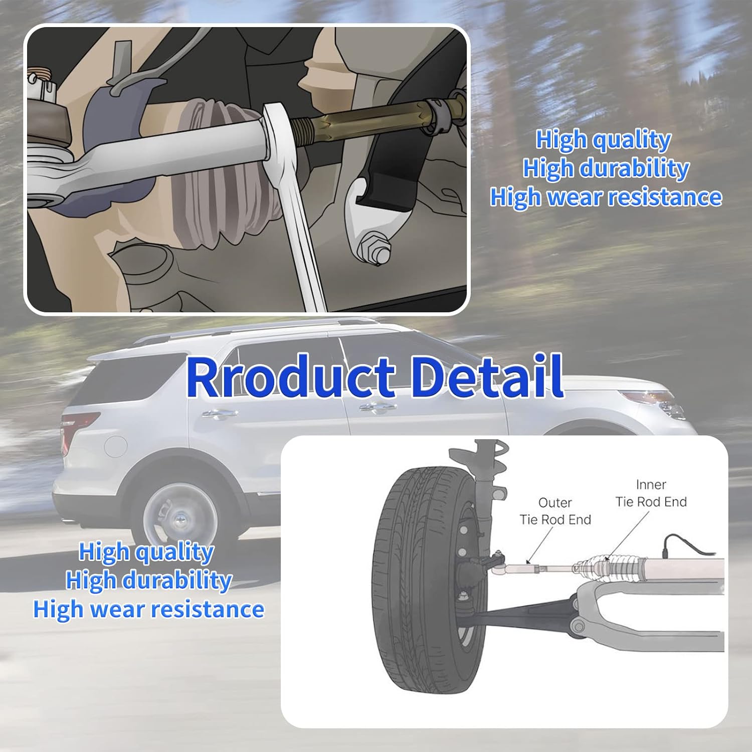 Suspension Kit Front Lower Control Arms w/Ball Joints Bushings Tie Rod Sway Bar End Link Replacement for 2011-2017 Ford Explorer 2013-2015 Ford Police Interceptor Utility -8pcs Set