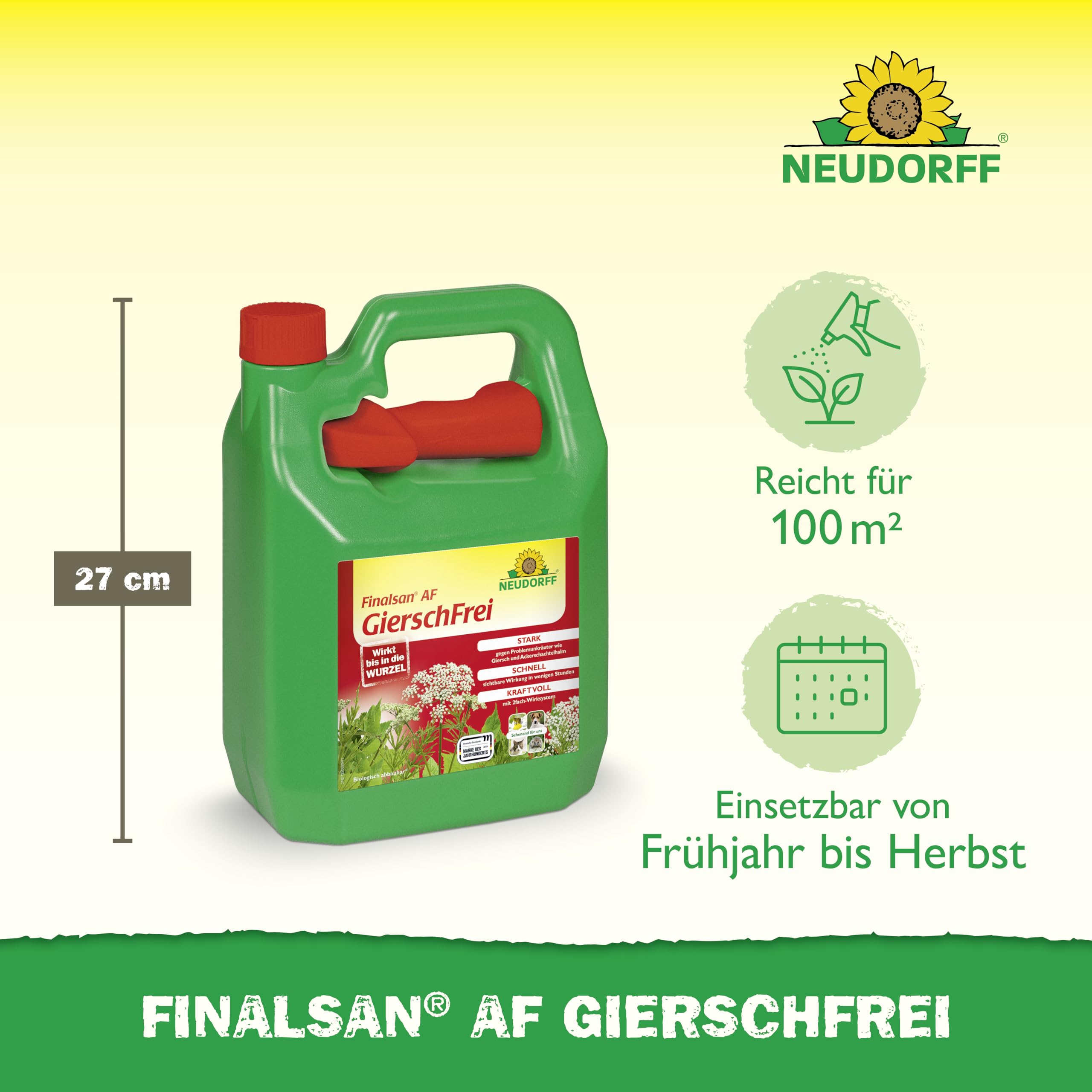 Neudorff Finalsan AF GierschFrei – Schnell wirkender Unkrautvernichter gegen Giersch und Ackerschachtelhalm für 100 m². Wirkt bis in die Wurzel, 3 Liter