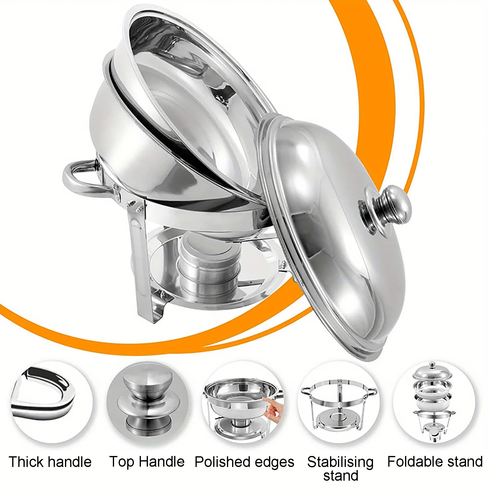 Juego de calentador de buffet, plato de acero inoxidable de 4 cuartos con bandeja de agua, platos calientes para catering, servicio de alimentos, fiestas y eventos, ideal para bufés y banquetes