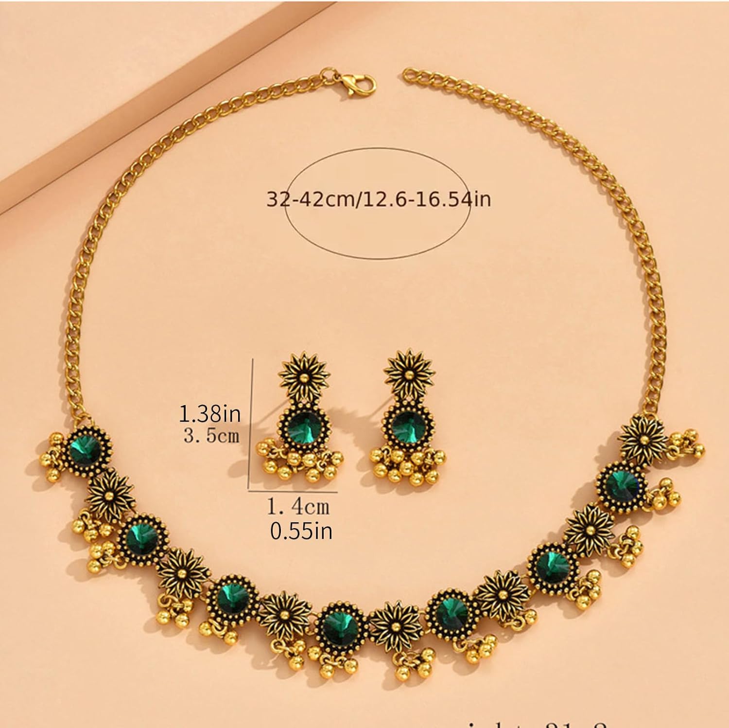 Frodete Indian Jewelry Sets for Women Traditional Bohemian Wedding Jewelry Set Indian Dresses for Women Oxidized Ethnic Party Prom Wear - Image 7