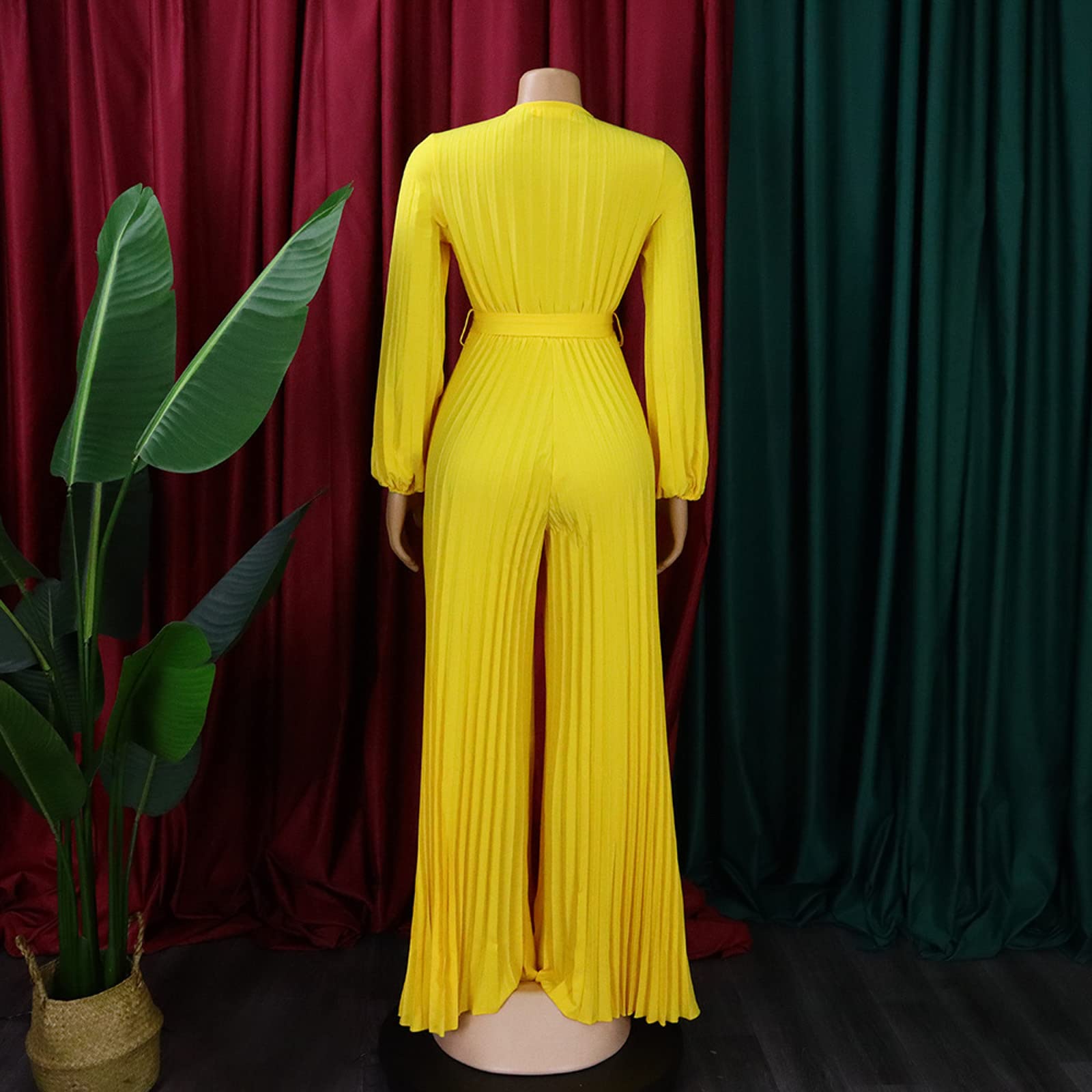 Jumpsuit Damen Elegant Lang, Hosenanzüge Für Damen V-Ausschnitt High Waist Overall Hosenanzüge Große Größen Romper Lose Damen-Overalls Lässige Bequem Overalls Sommer Strand Outfit Kostüm Festlich