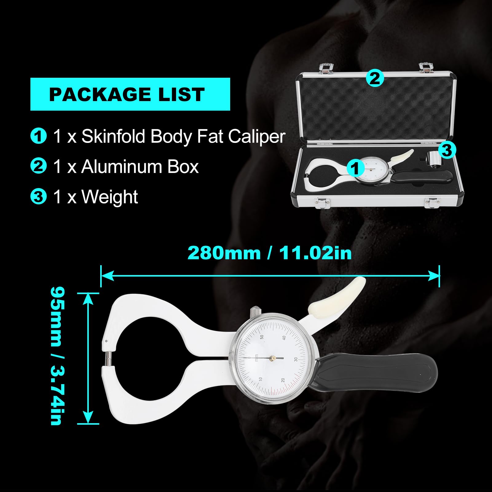Skinfold Body Fat Caliper Measuring Tool Calibrador de Grasa Corporal con Pliegues Cutáneos Fácil de Usar Medición Precisa para Monitorear el Estado Físico del IMC