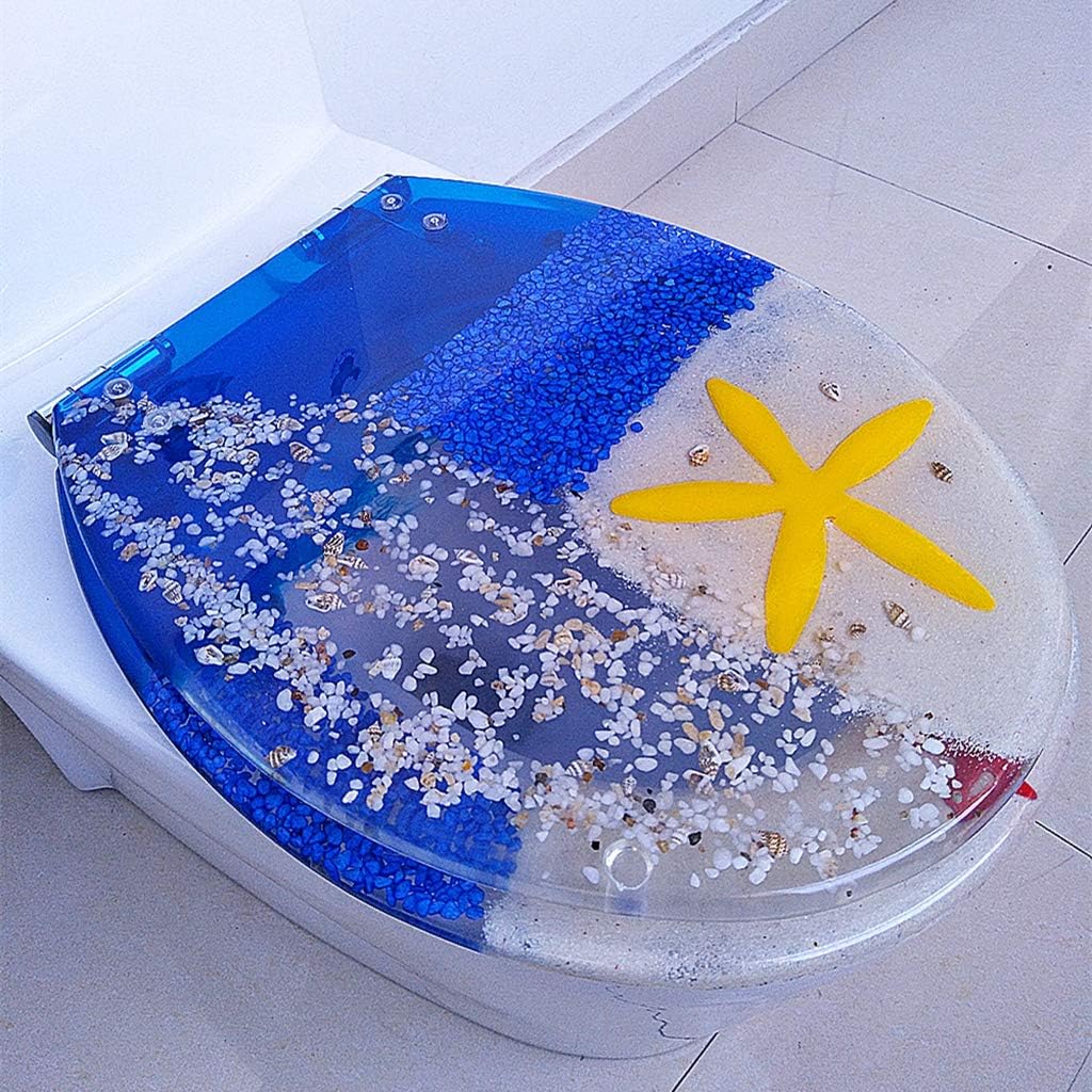 Soft Close Toilet Seat Cover with Round Front - Large Selection of Beautiful Designs, Quick Release Hinges