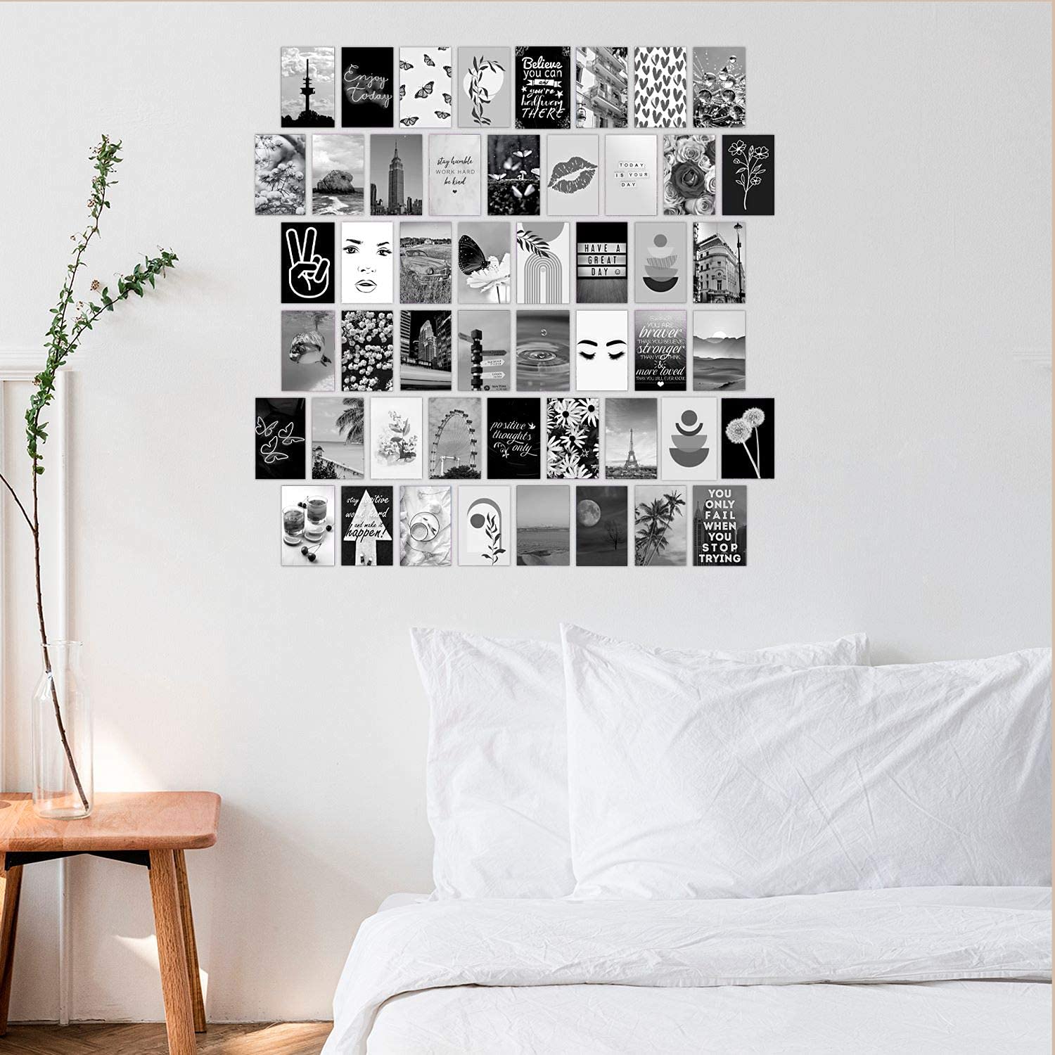 Woonkit Black White Wall Collage Kit Aesthetic Pictures, Black and
