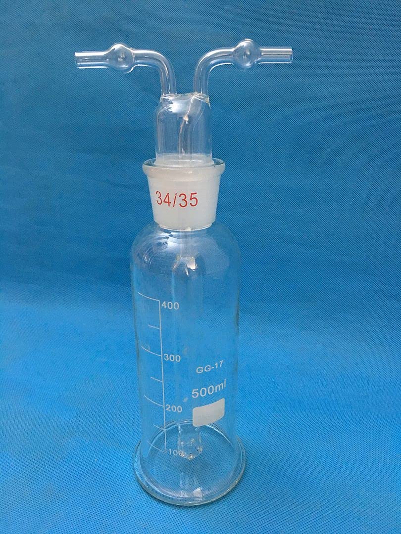 Butelka gazowa Monteggia o pojemności 500 ml z porowatą rurką — szkło Boro 3.3 z podziałką do mycia i suszenia gazowego