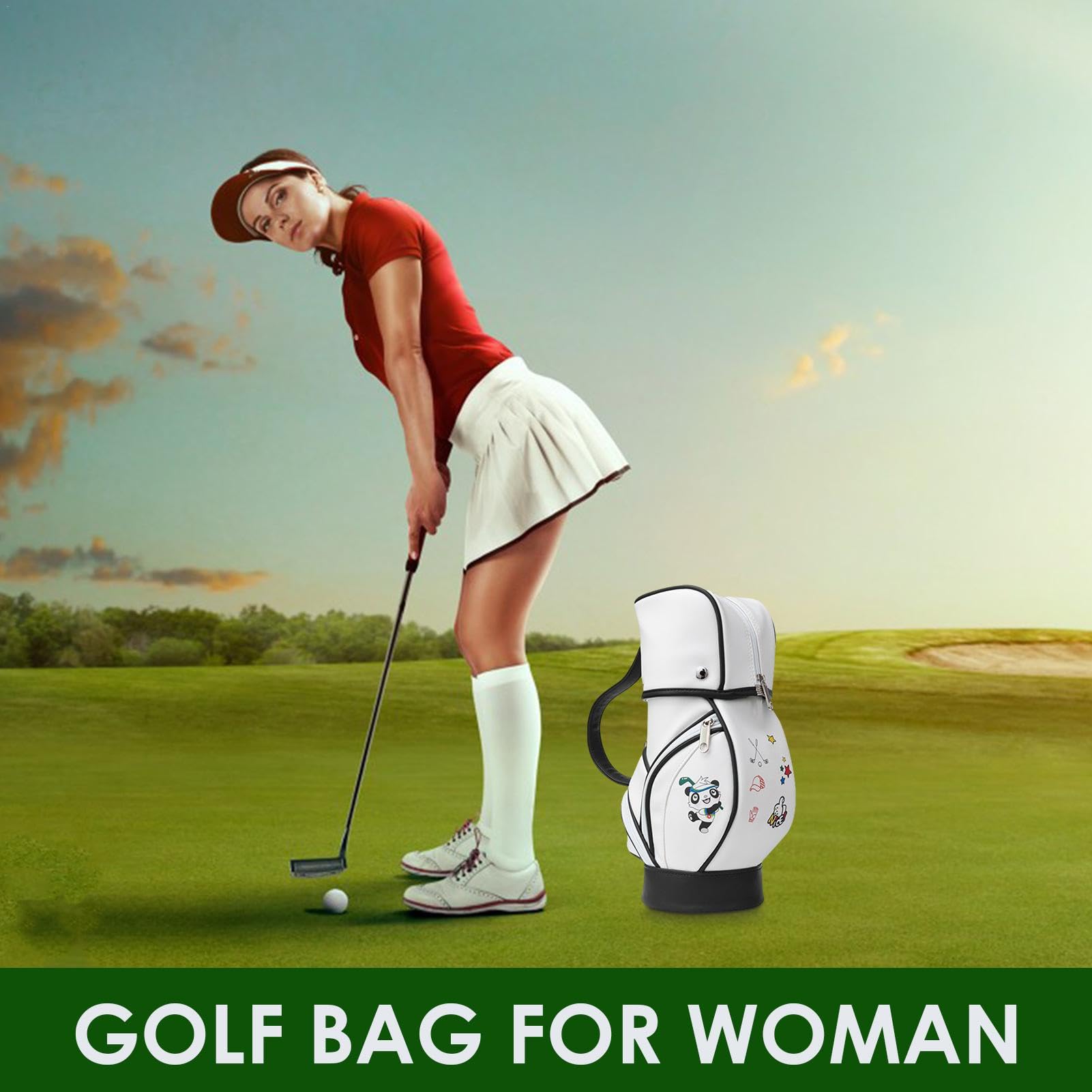 Golftaschen – Damen Golfball-Aufbewahrungstasche, niedlicher Panda