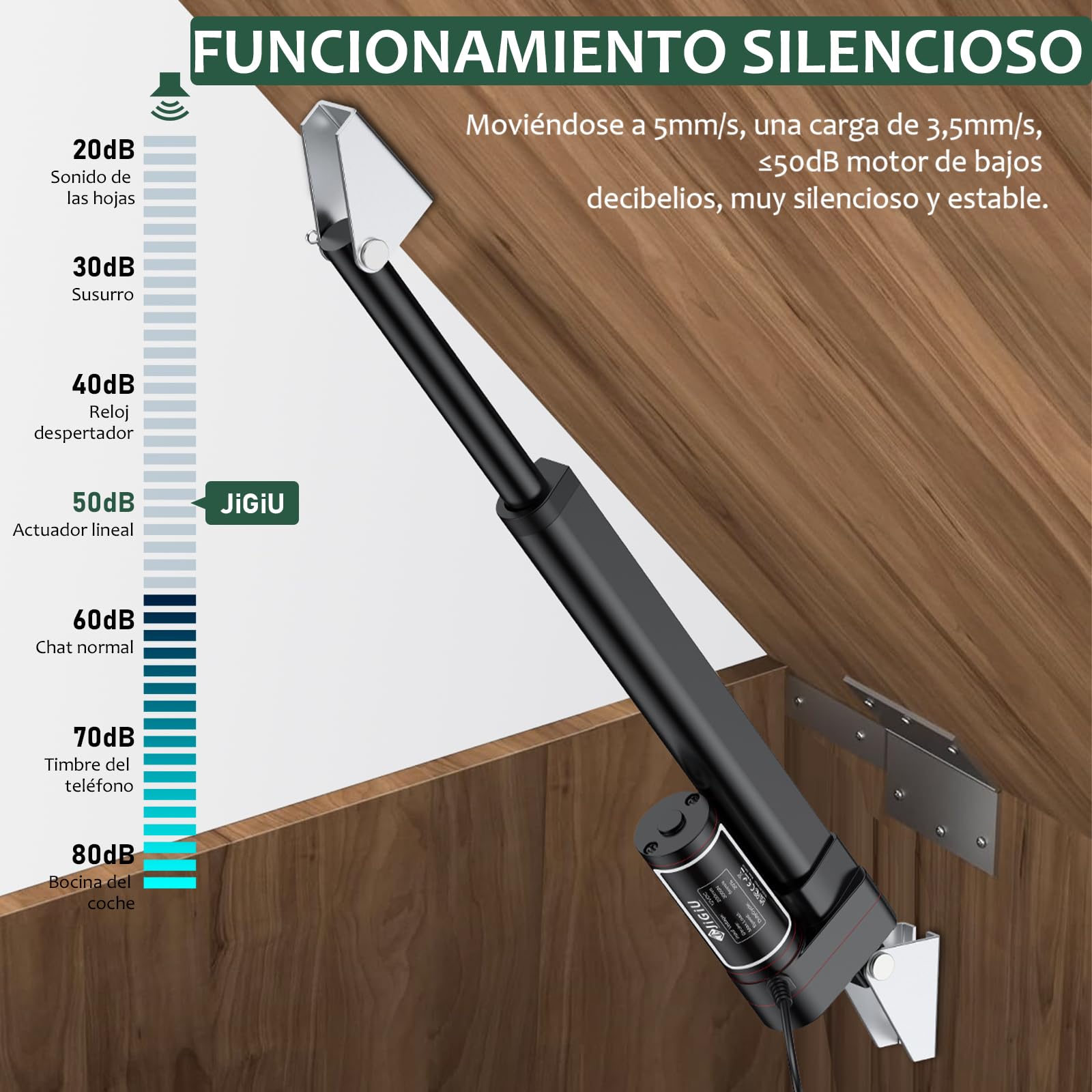 JiGiU 200mm 12V Actuador Lineal 660lbs 3000N 5mm/s IP65