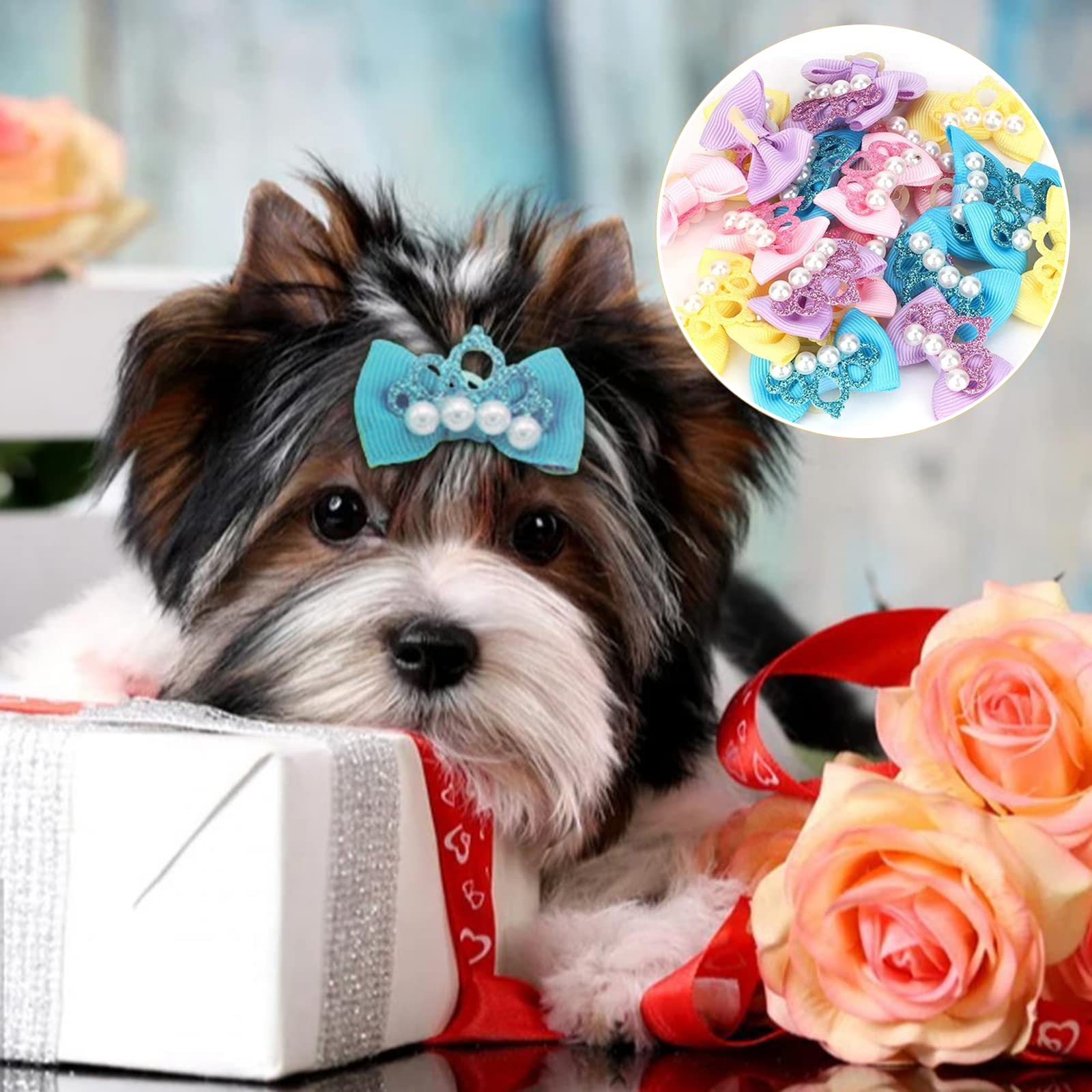 100 Fiocchi + 10 Accessori Ossei Per Capelli Di Cani - Coloratissimi E Facili Da Applicare - Foto 12