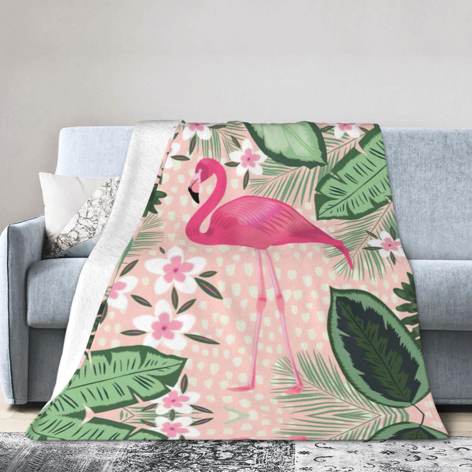 Uusnwaa Soft Cosy Fleece Warm Throw Flamingo Print Blanket
