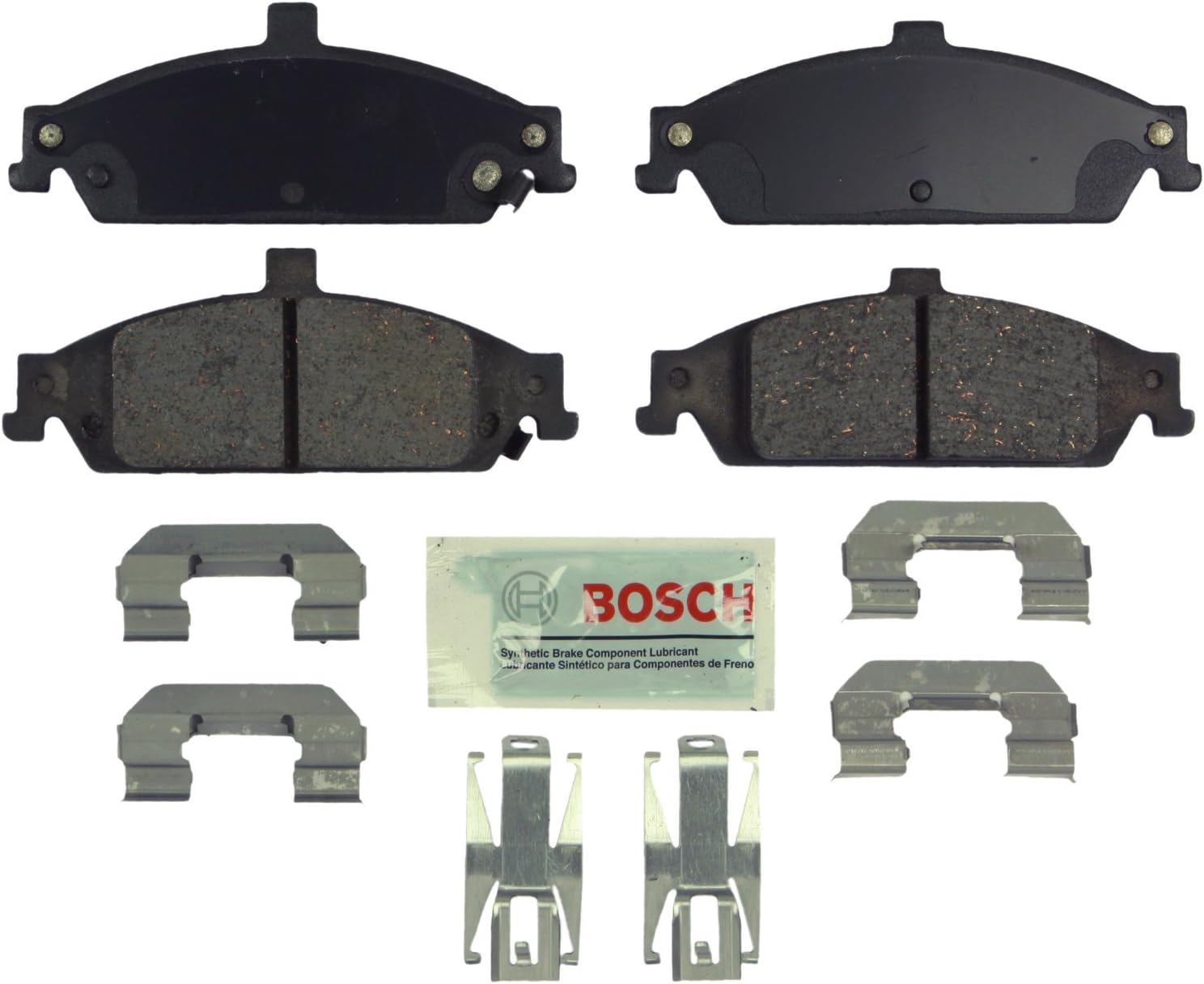 BOSCH BE727H Blue Ceramic Disc Brake Pad Set With Hardware - Compatible With Select Chevrolet Classic, Malibu; Oldsmobile Alero, Cutlass; Pontiac Grand Am; FRONT
