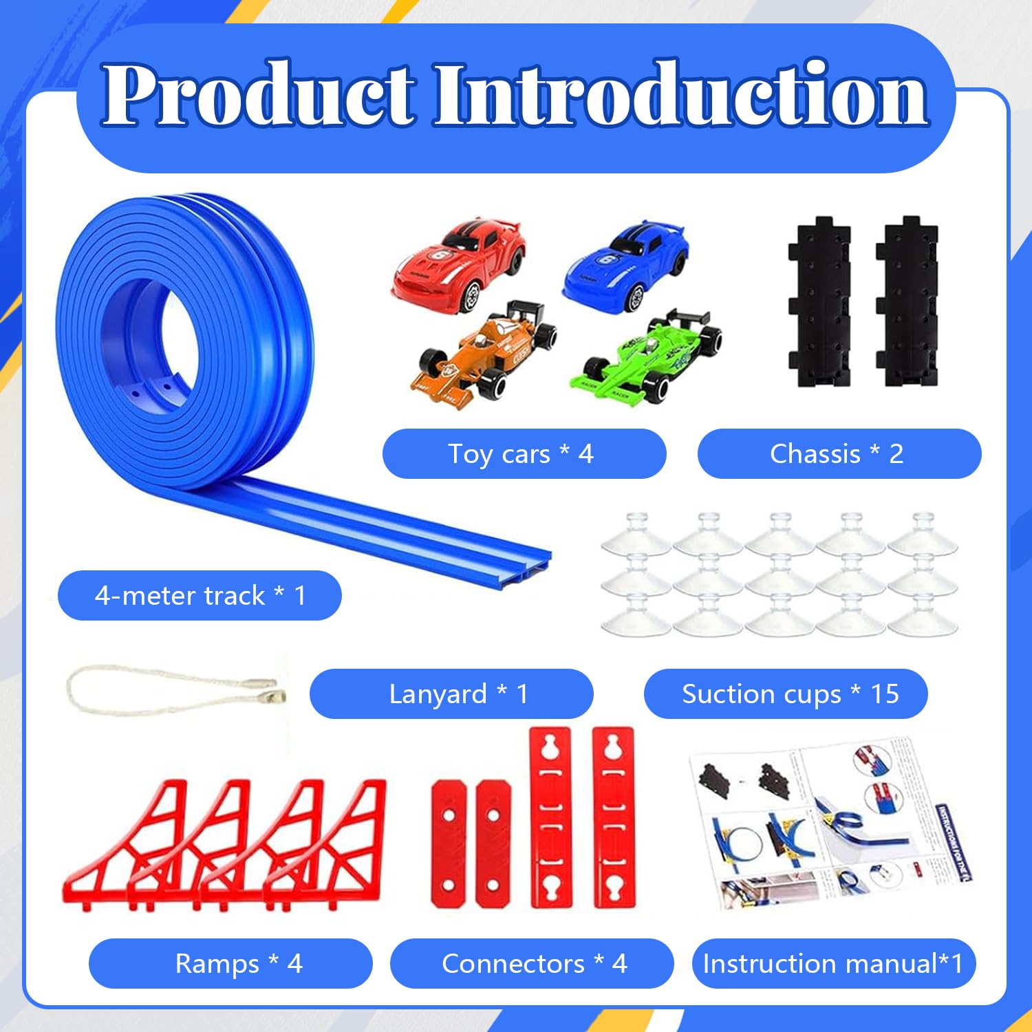 Pista Coches Flexible 4M, Pista de Coches para Niños Includes 4 Car, Pista De Carreras Portátil para Niños, DIY Pista de Carreras Portátil de Juguete, Regalo para Niño y Niñas