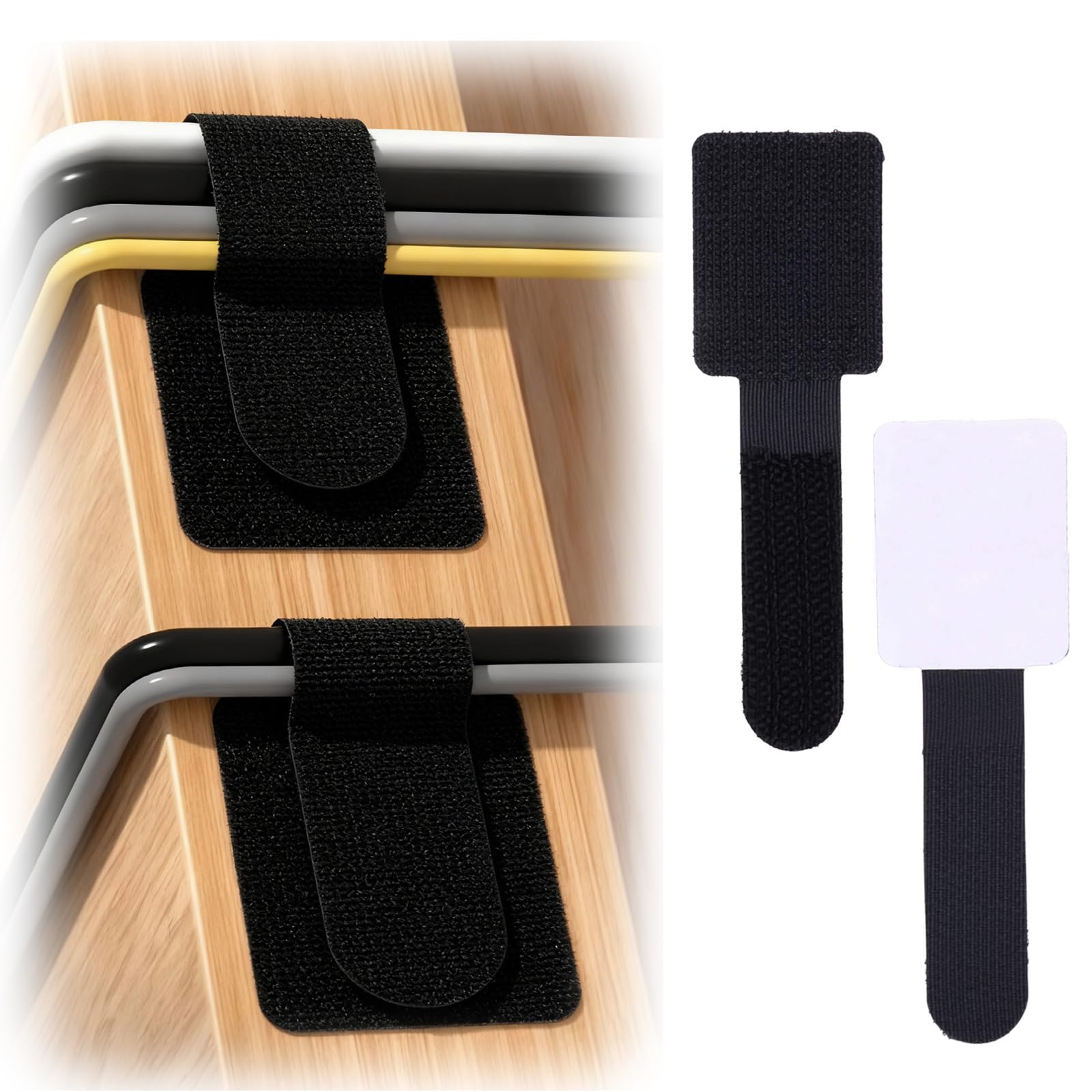 EUREKORA Kabelmanagement Schreibtisch 50 Stück Kabelbinder Selbstklebend Starke Klettverschluss Kabel Organizer Verstellbare und Wiederverwendbar für Kabelmanagement Wandbehänge Auto Zuhause Büro