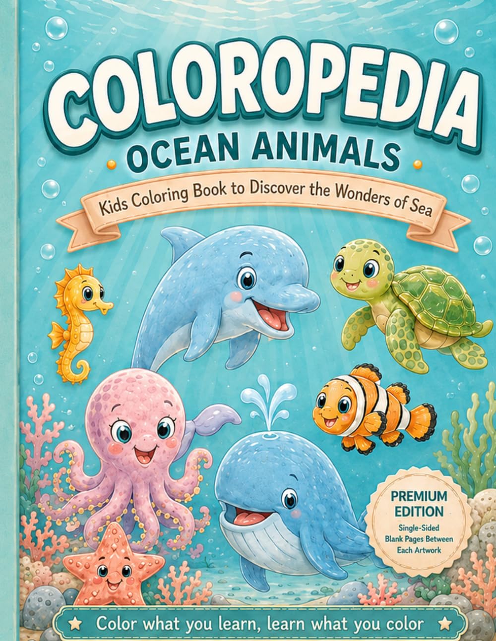 Coloropedia Ocean Animals Coloring Book for Kids: To learn about sea creatures, Ocean habitats and Underwater Life