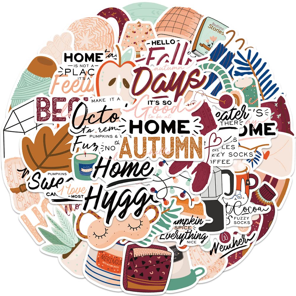 50Pcs Autumn Stickers Laptop Car Scrapbook Phone Skateboard Suitcase Luggage Bike Summer Aesthetic Stickers Vinyl Waterproof Aesthetic Personalised Stickers for Teens Boys Girls Adults Children