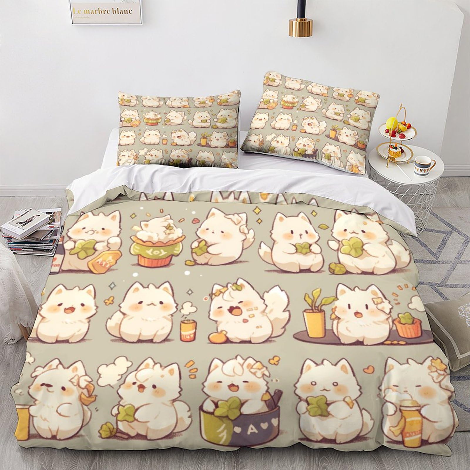 Housse de couette chat persan anti-allergie avec zip pour lit double