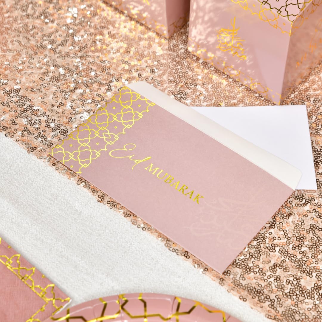 EID by MUBARAK DECORATION – Sacs cadeaux 5 PCS - 36 x 30 x 10cm – HAUTE QUALITE - REUTILISABLE – AID MOUBARAK - Grand Format – Pour une fete après RAMADAN Magnifique (BLEU23