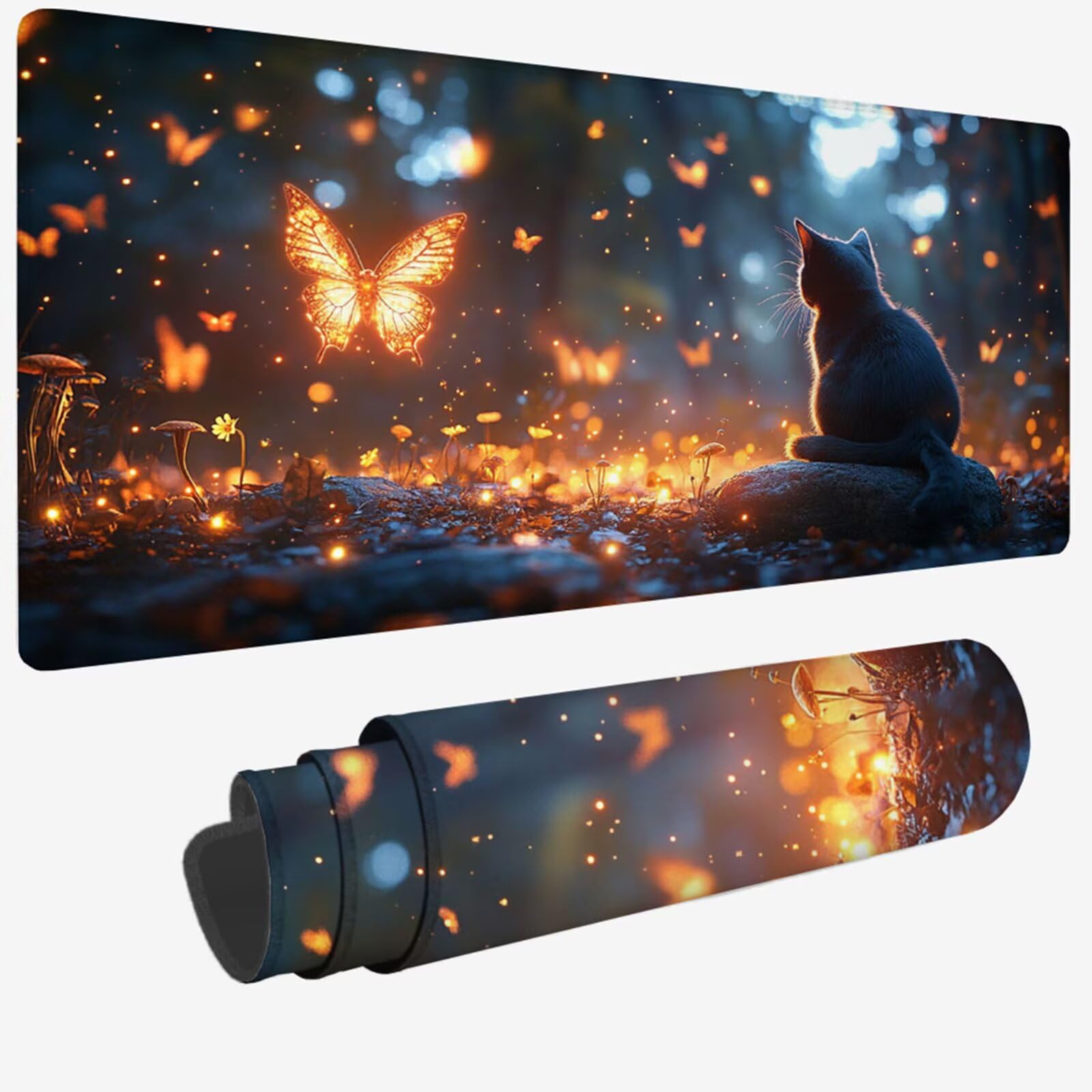 Podkładka pod mysz XXL 1400 x 600 x 3 mm, szara podkładka pod mysz, duża podkładka pod mysz dla kota z wodoodporną i antypoślizgową gumową podstawą, zmywalna mata na biurko do gier, akcesoria biurowe