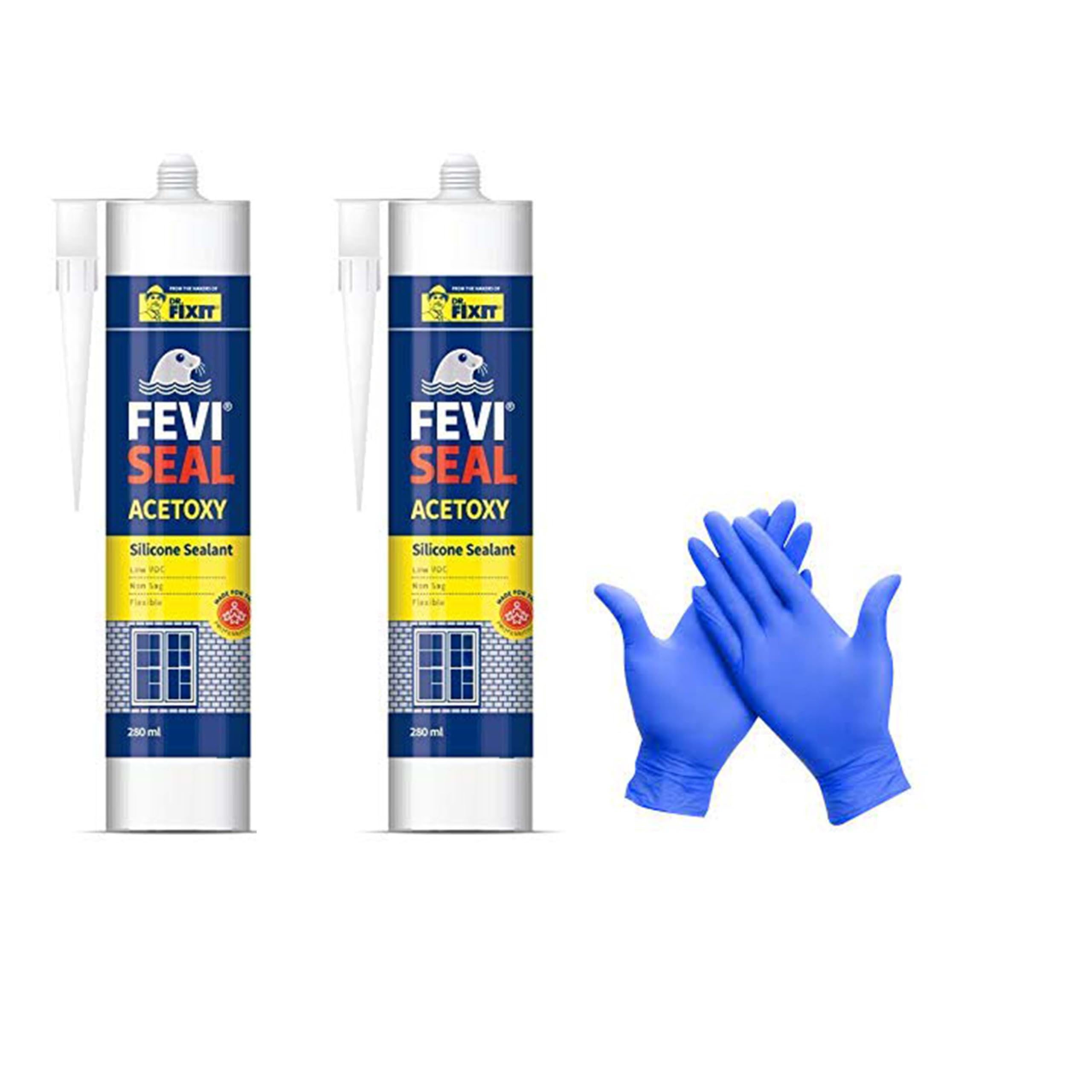 Pidilite feviseal Dr.Fixit Silicone Sealant GPS Premium Acetoxy Cure (Set of 2) with safety gloves (White) (B0CQ8CS4VS) Amazon Price History, Amazon Price Tracker