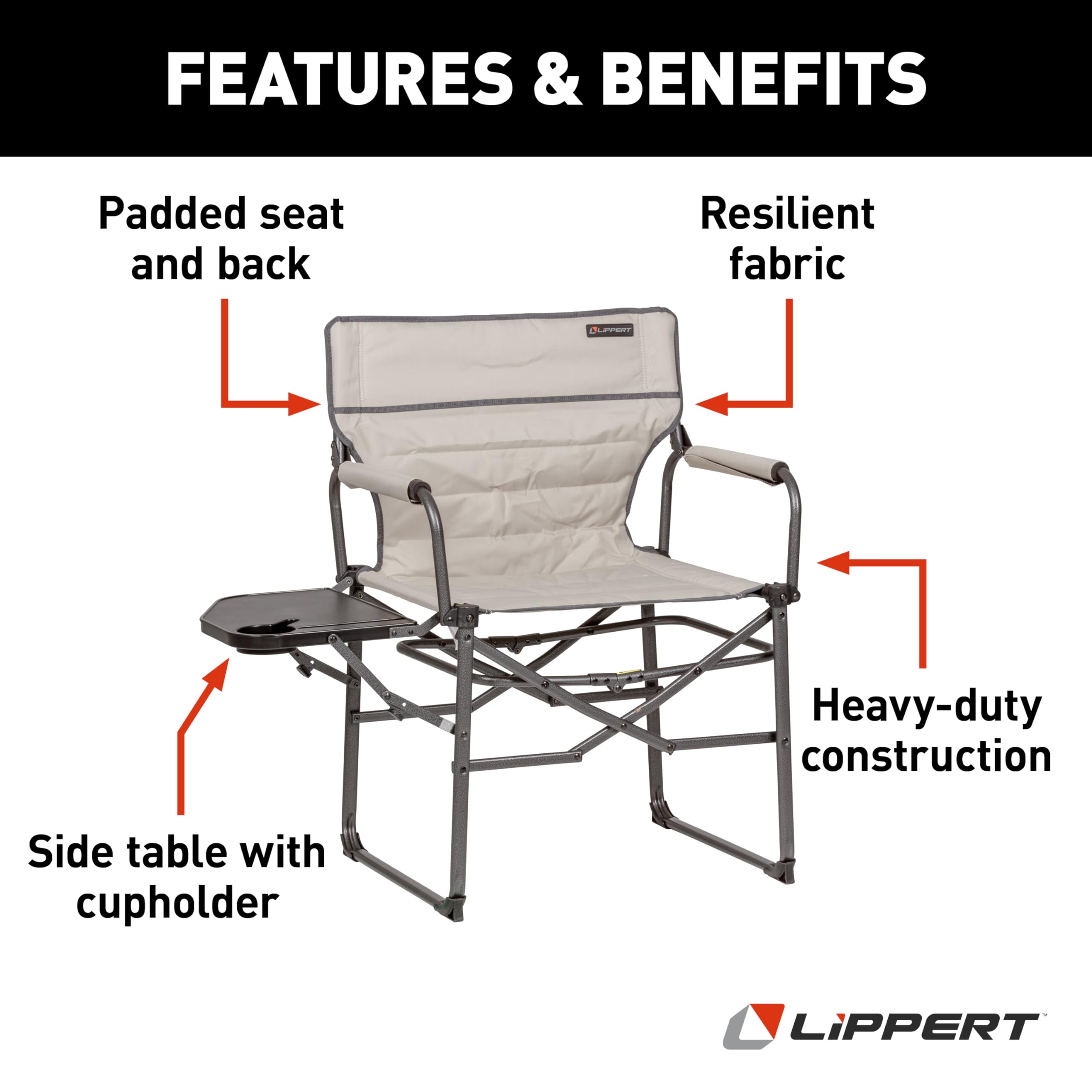 Amazon.com: Lippert Scout XL Director Chair with Side Table - Sand