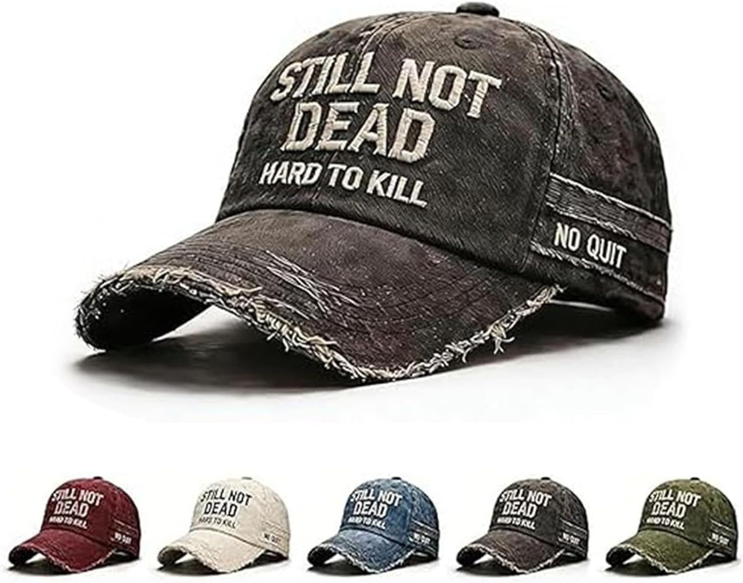 KGAIXN Funny Still Not Dead Cap Hat, Vintage Distressed Adjustable Baseball Cap with Humorous Saying, Cotton Dad Hat for Men Women, #A