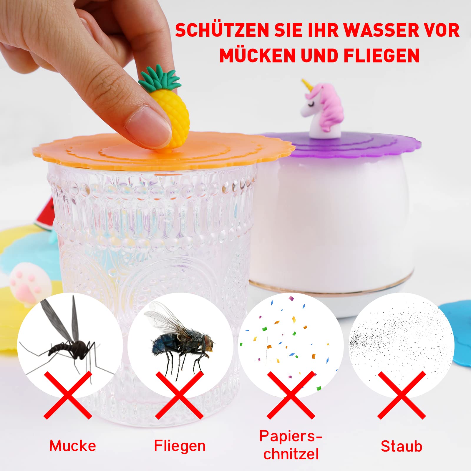 8 Coperchi In Silicone Per Tazze - Colorati, Riutilizzabili E Antiperso, Per Caffè, Birra E Vino - Foto 4