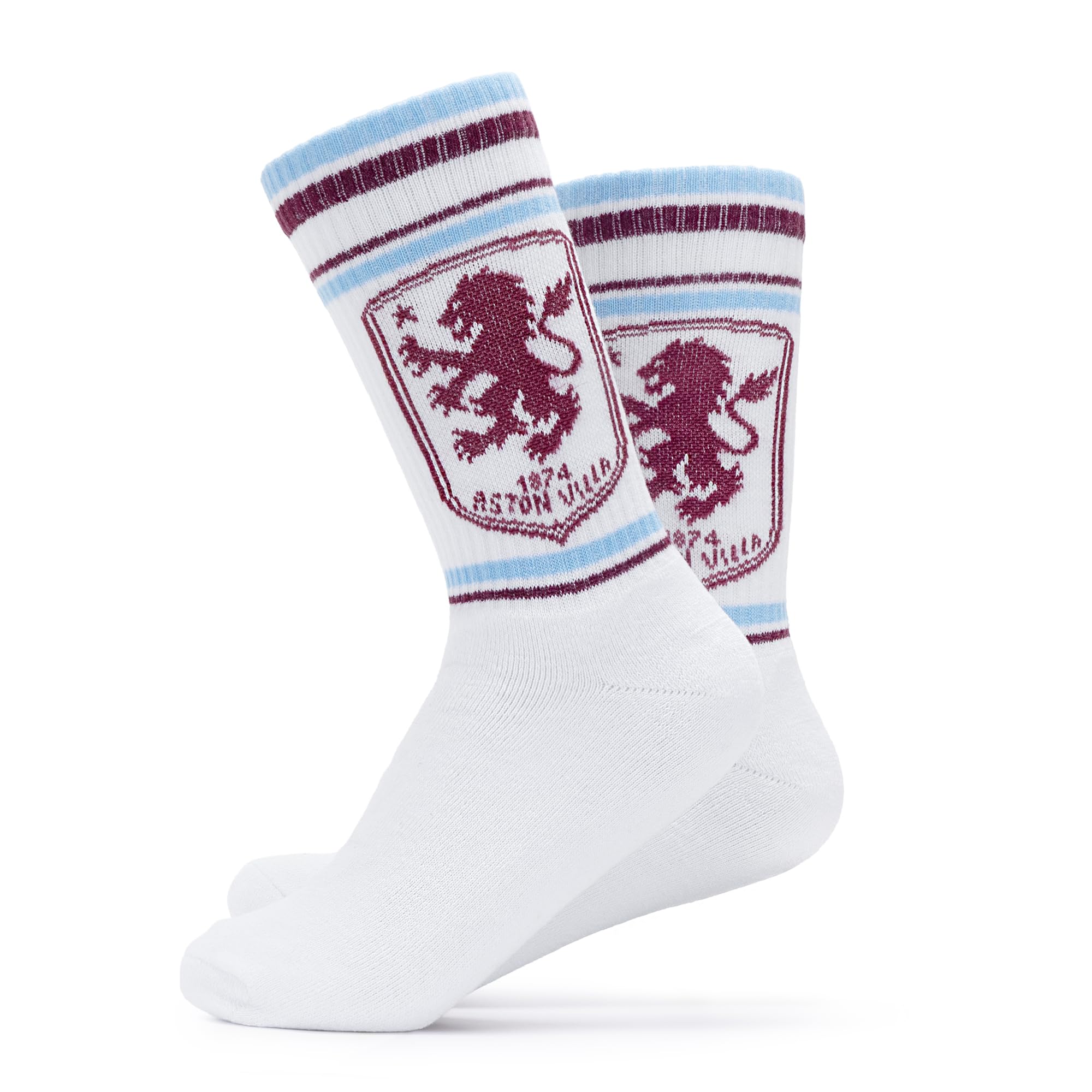The Gift Scholars Officially Licensed Aston Villa F.C. Crest White Socks for Men & Women | Adult Size Sport Villans Fan Merchandise 4-7