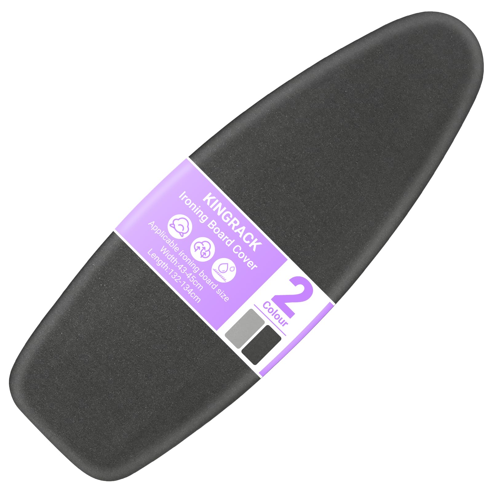 Ironing Board Cover with Extra Thick 7mm Padding, 100% Cotton Covers Easy-Fit for Protecting Ironing Board Size Up to 134 x 45cm - Black — image 1