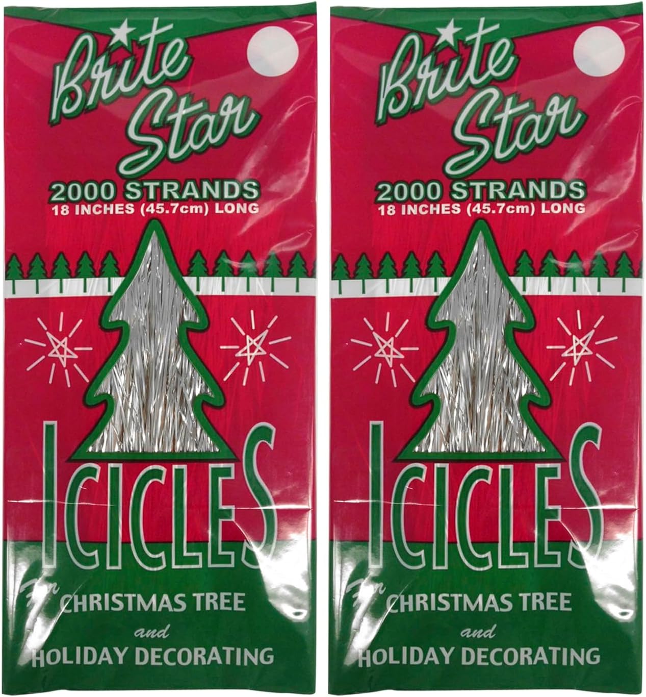 Brite Star2000 Strands 18 inch Icicles, Silver (Set of 2)