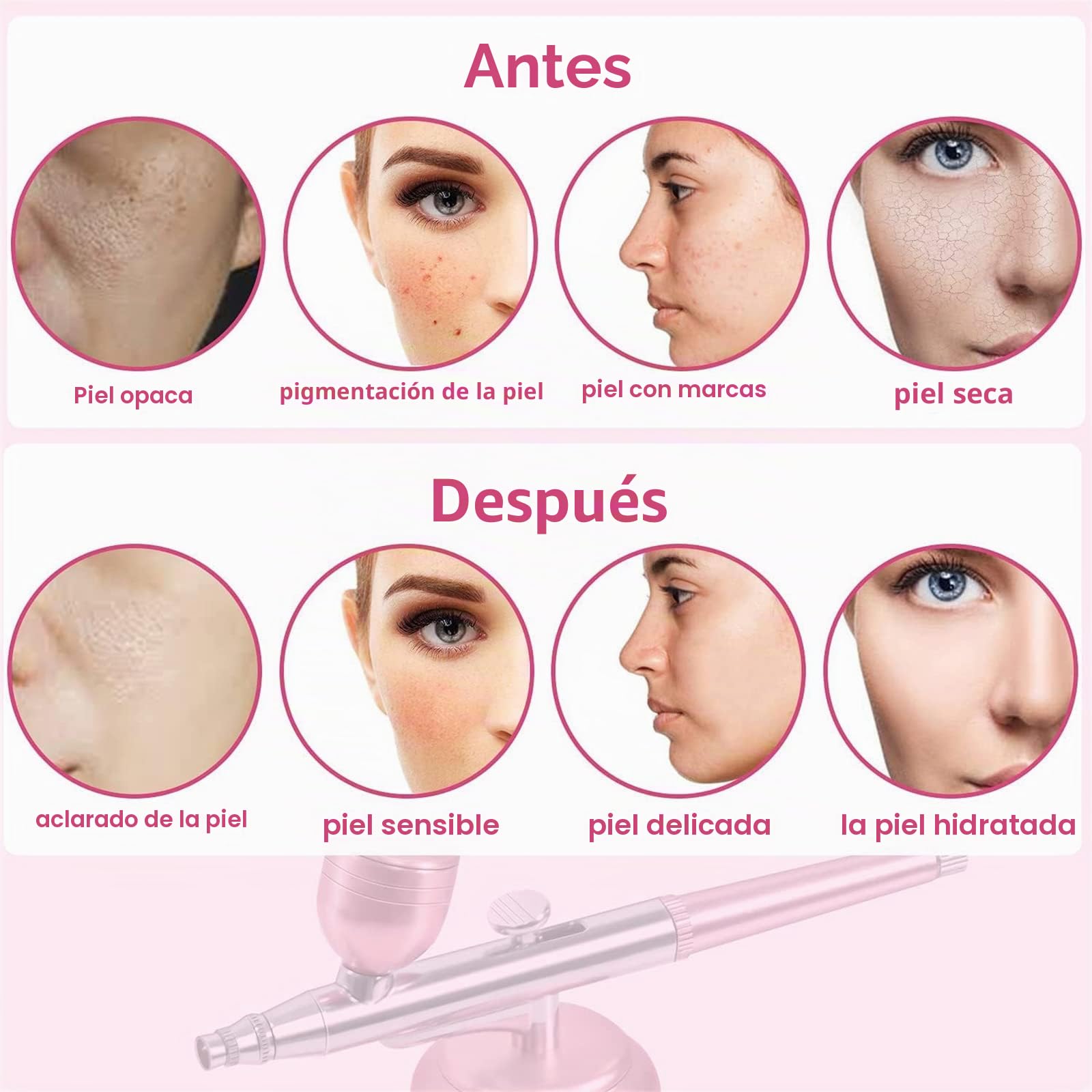 RoseFlower Mini compresor de Aire, Aerografo con compresor, aerografo reposteria, Kit de compresor aerografo portatil para Maquillaje, Arte de uñas y Decoración de Pasteles# rosa