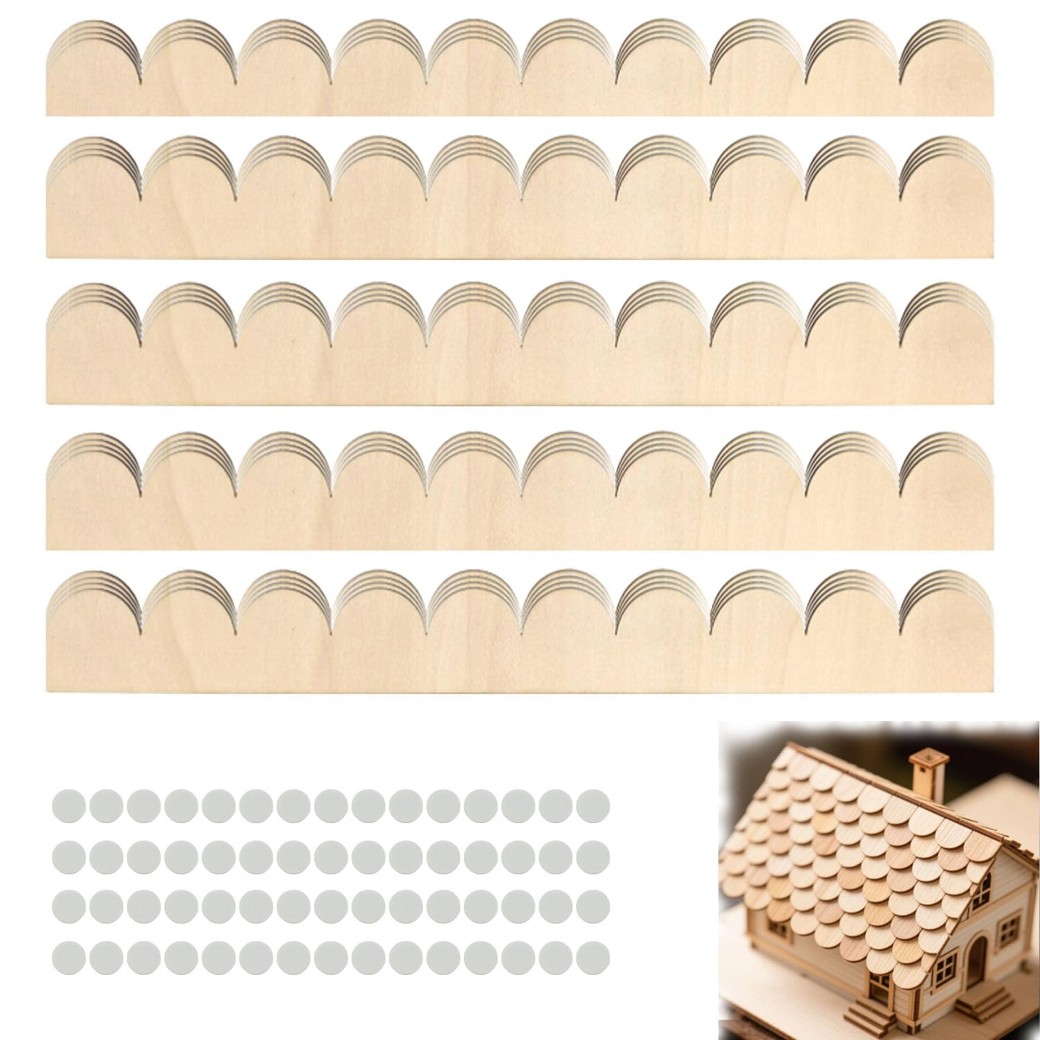 Bordo Smerlato Non Finito 20 Pcs Modanature Decorative in Legno Smerlato 30 x 4 cm Modanatura in Legno di Colla con Punti di Colla Finiture Decorative in Adatto per Finestre Armadi Pareti Porte