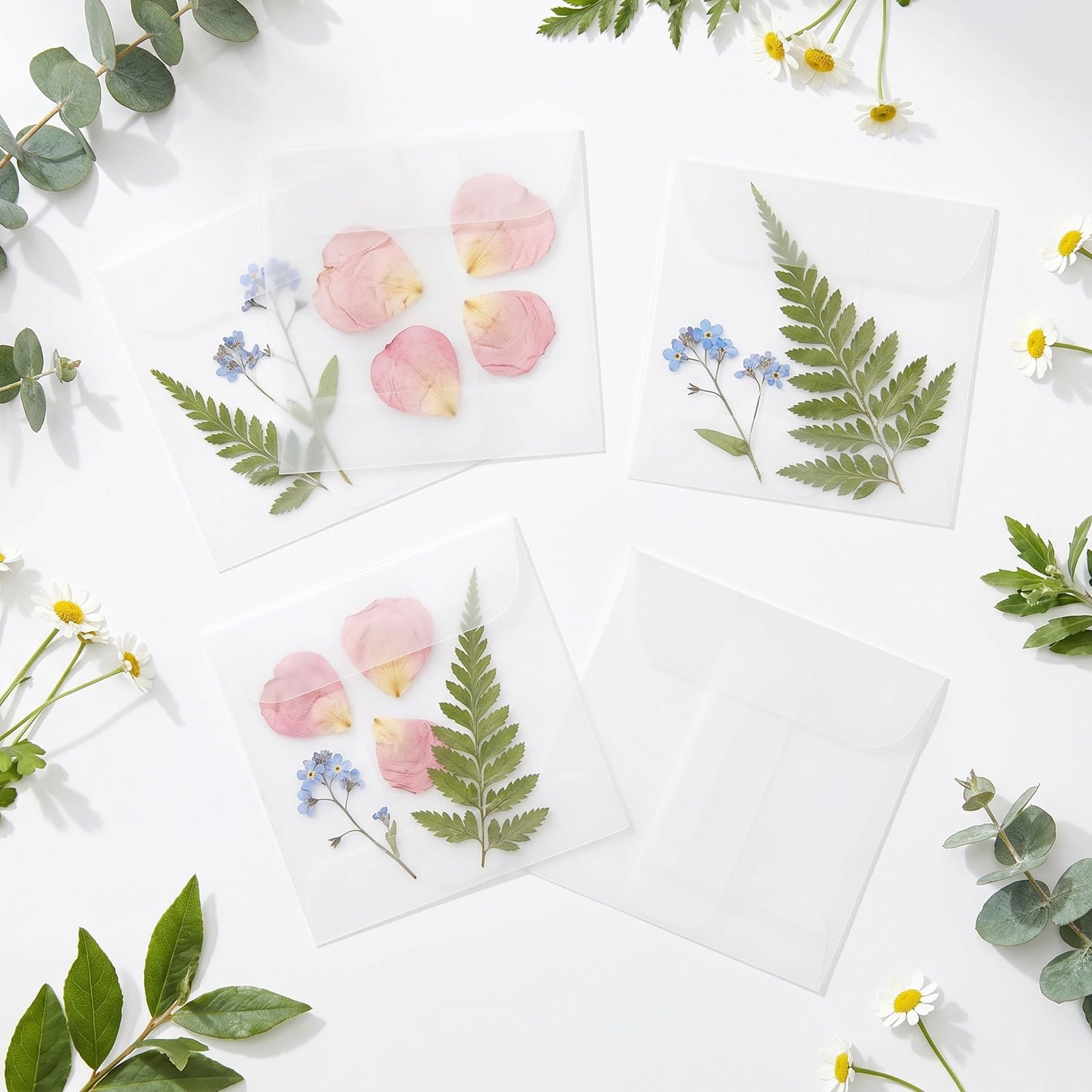 Enveloppes transparentes en verre 9,94 x 7,9 cm Lot de 50 pour timbres invitations