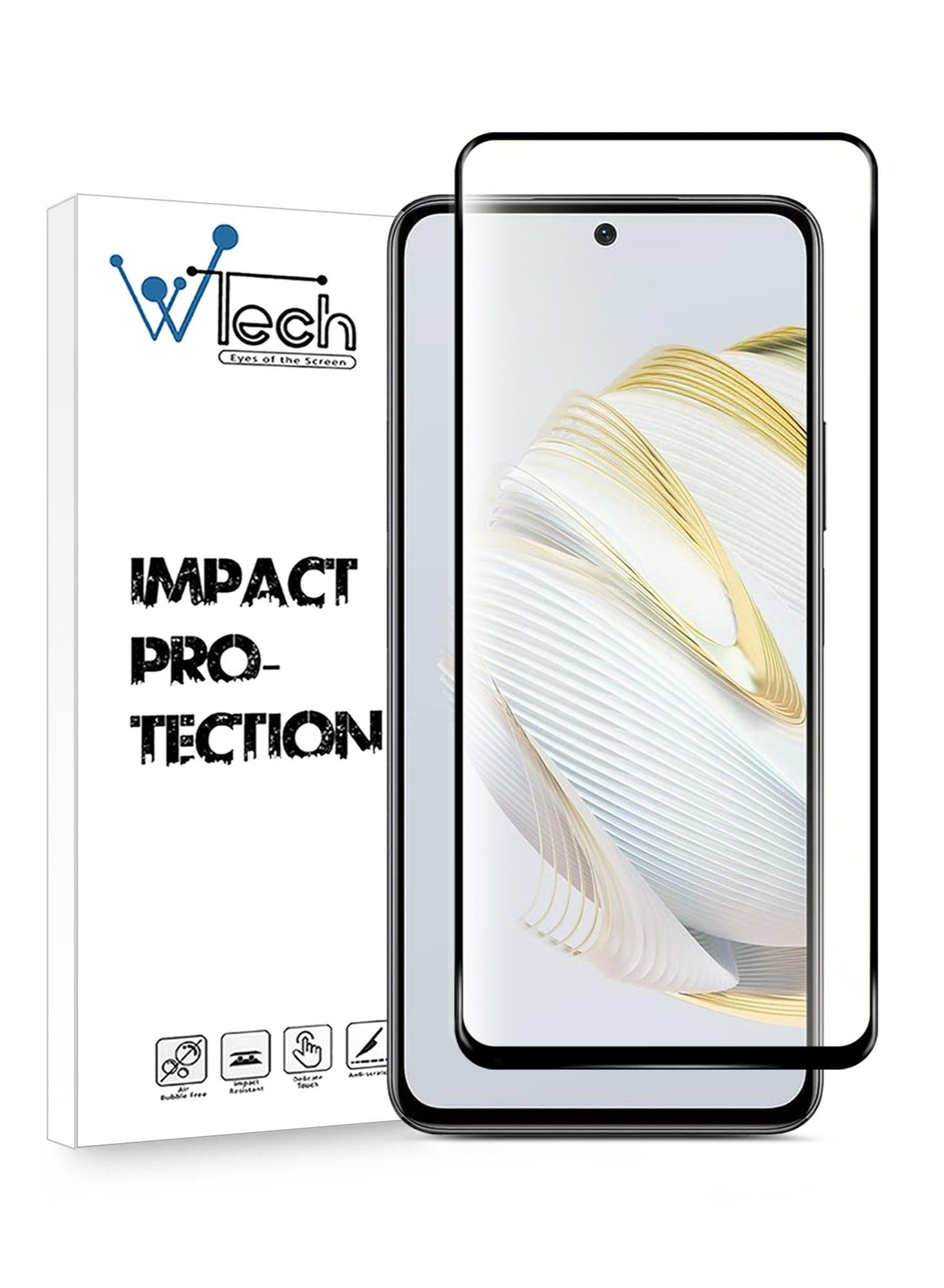 Wtech Premium E2E Tempered Glass Full Surface Full Glue Screen Protector for Huawei Nova 10 SE 4G 2022, Clear