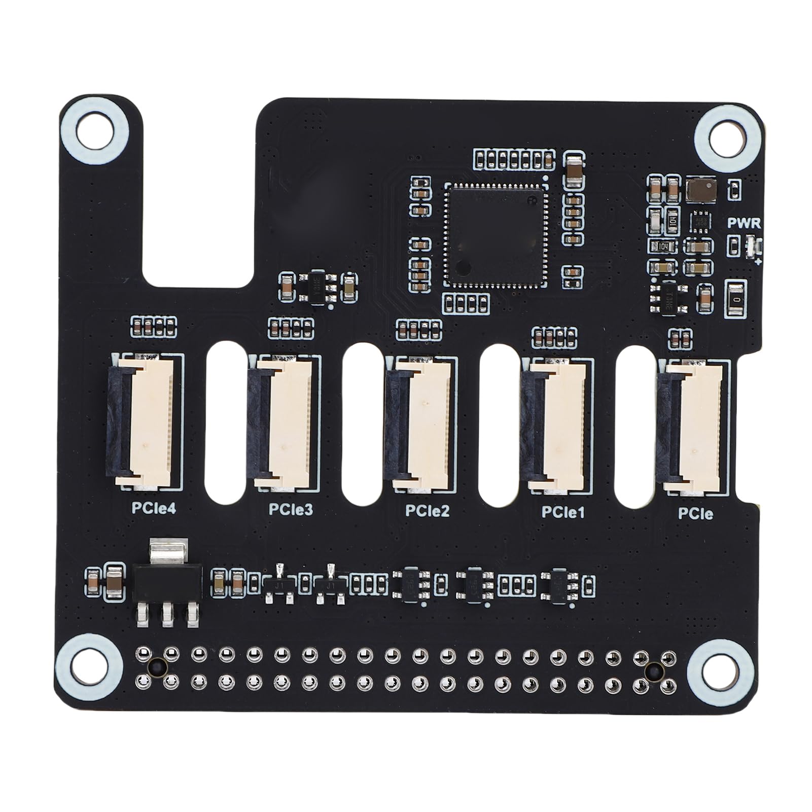 Jiawu Scheda Adattatore PCIe a 4 PCIe FFC per RasPi 5, Modulo di Espansione Efficiente con Supporto per HAT Multipli, Dimensioni 56,5x65 Mm, 1 unità