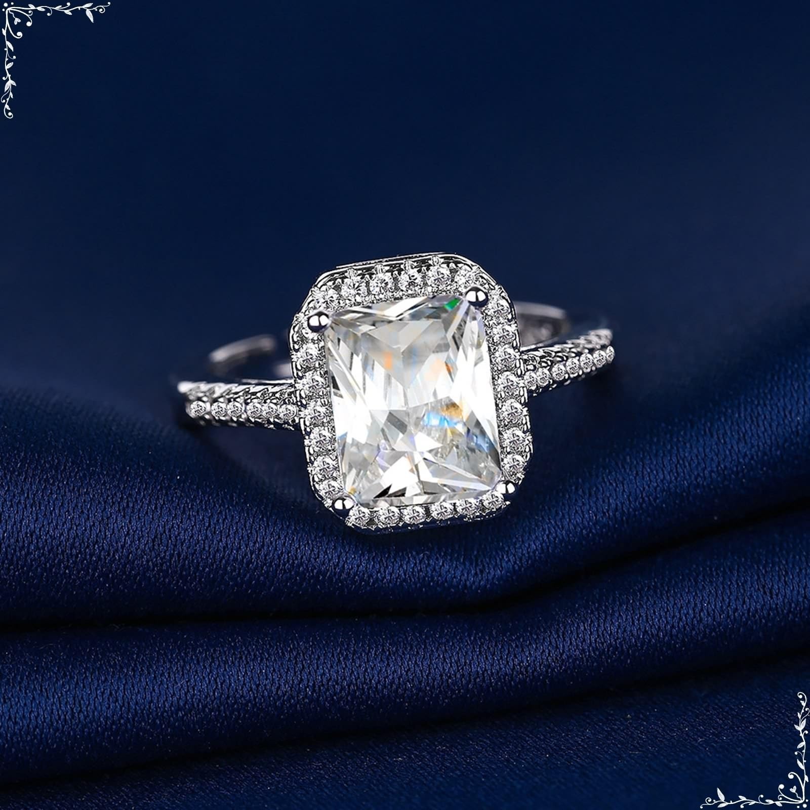 Damskie obrączki ślubne 14K białe złoto obrączka Moissanite 4 zęby z cyrkoniami rozmiar H 1/2 moda dla pań biżuteria koktajlowa