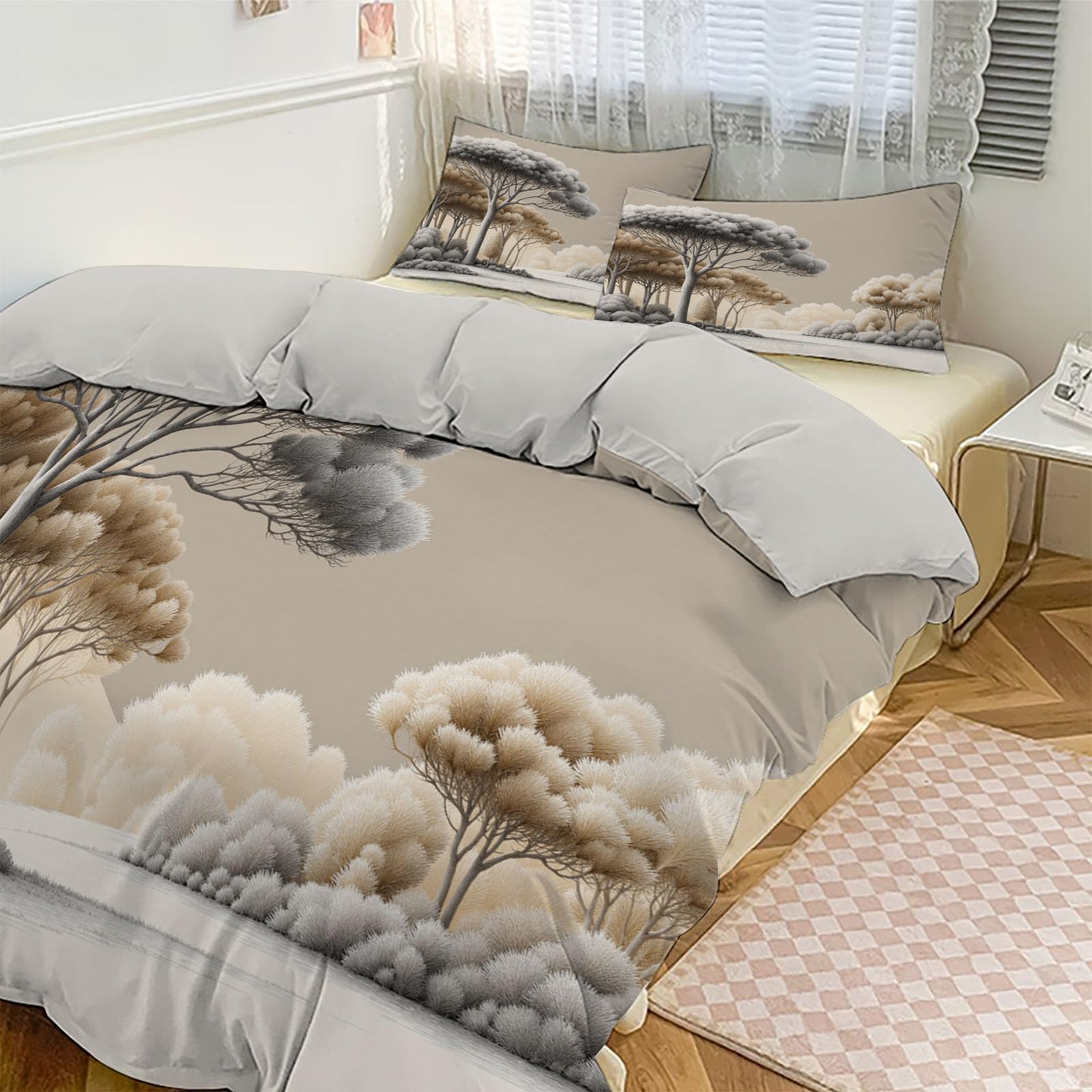 Parure de Lit 2 Personnes Brun Forêt pour une Ambiance Nature et Cosy dans la Chambre