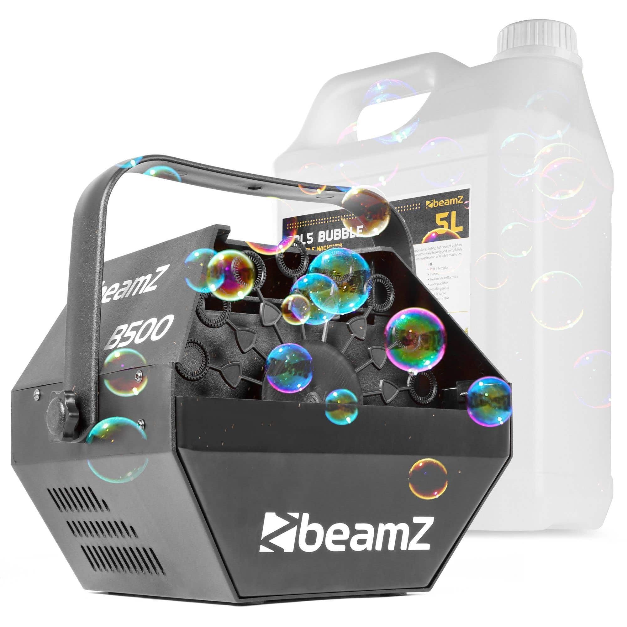Beamz B500 Machine à Bulles Enfant/Mariage avec 5L de Liquide, Ventilateur Puissant, Bulles Taille Moyenne, Etrier de Fixation, Faible Consommation, Idéal en Intérieur comme en Extérieur
