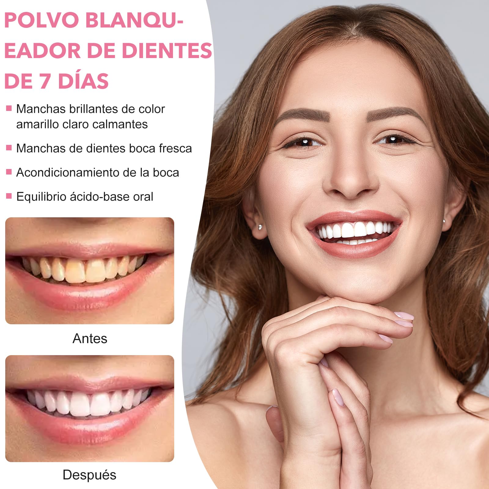Blanqueador Dental Profesional,Polvos Blanqueadores Dientes,Blanqueamiento Dental Eliminación Profunda de Manchas,Eficaz Para Fortalecer Dientes y Encías,Suave Para Dientes Sensibles(white) - 3