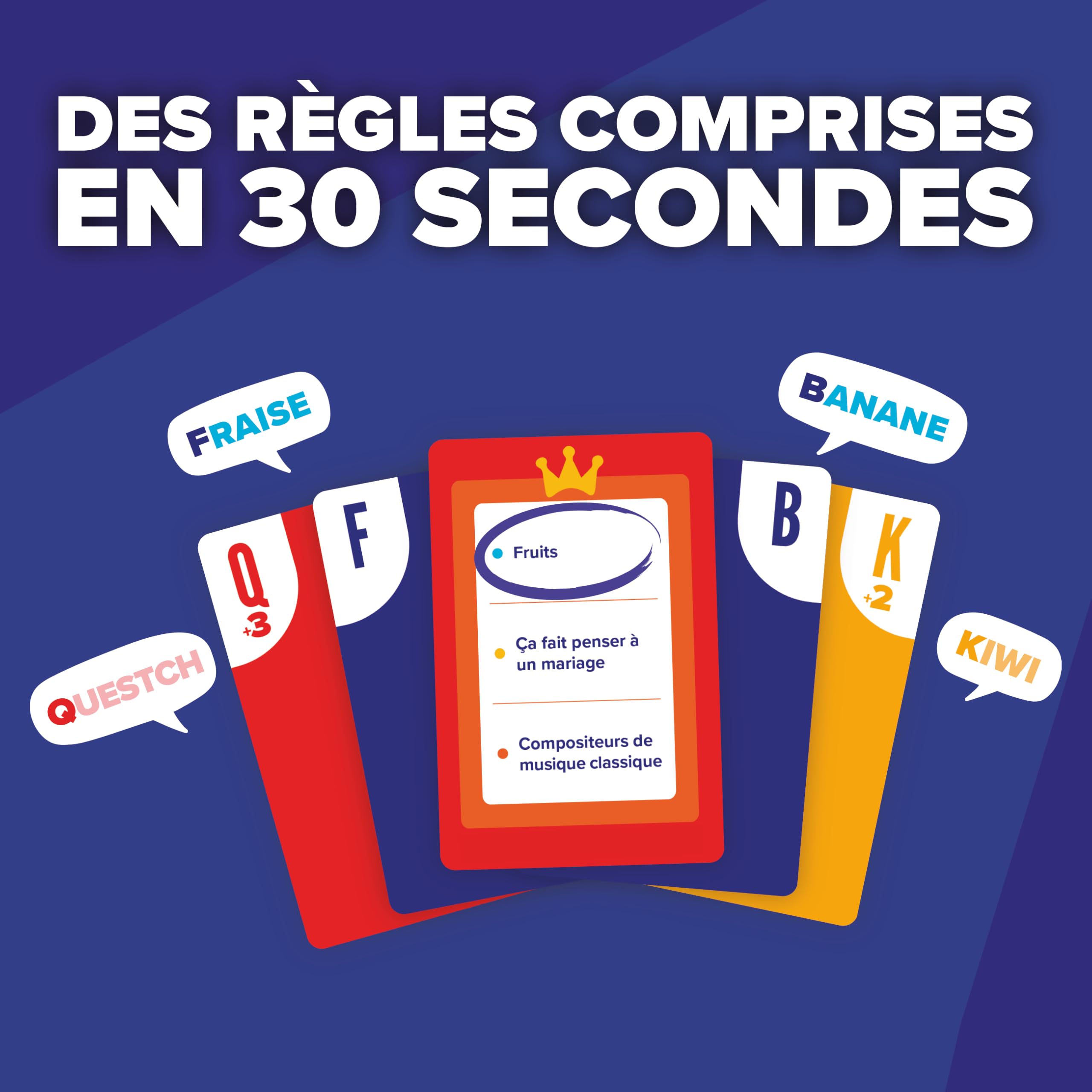 CRACK LIST - Jeu du Petit bac - Jeu de Cartes - Jeu d'ambiance - entre amis et en famille - 10 ans et plus - 2 à 8 joueurs - version française - Yaqua Studio, YAQ001CR, Bleu
